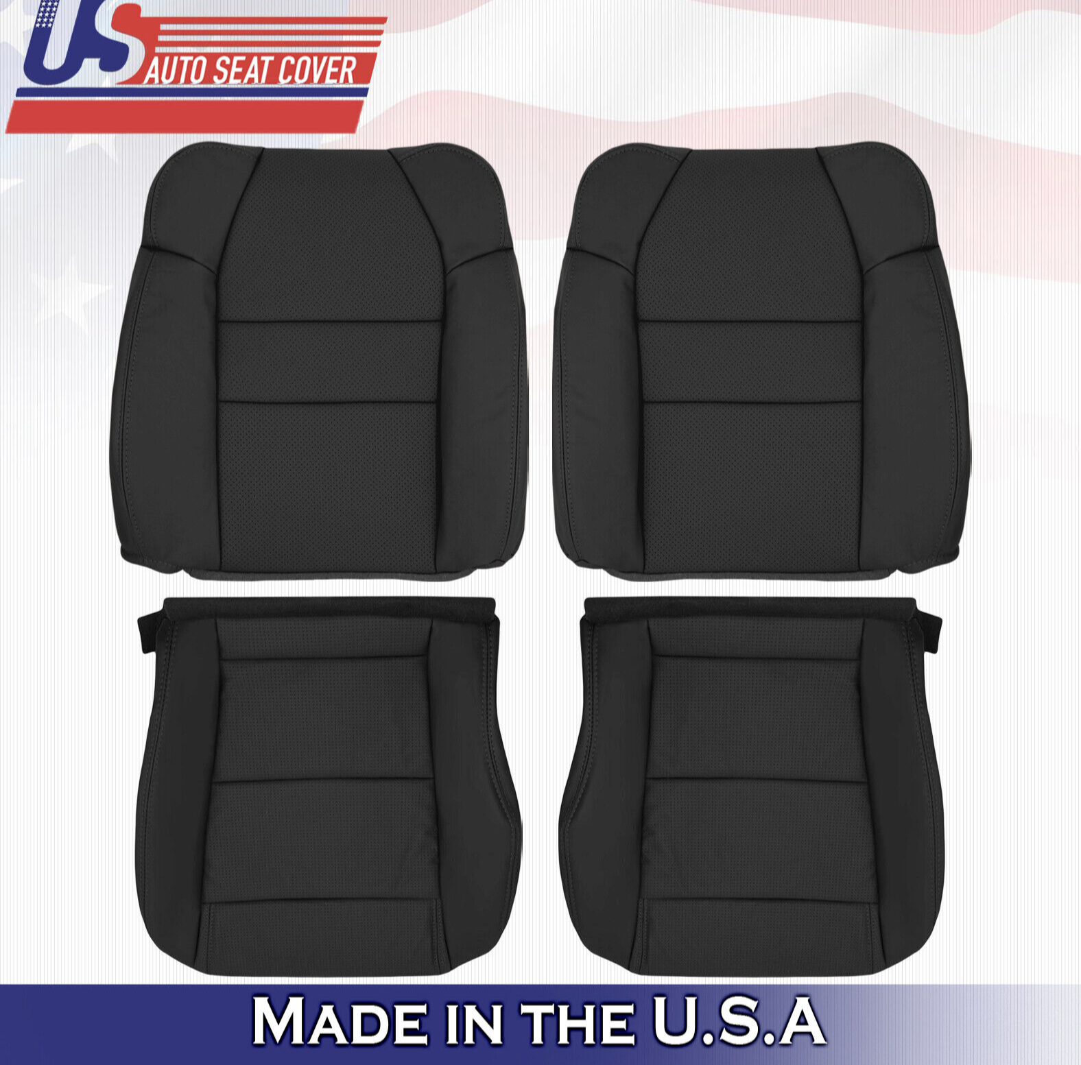 2001 to 2006 For Acura MDX 2x Top & 2x Bottom Leather Seat Covers Black