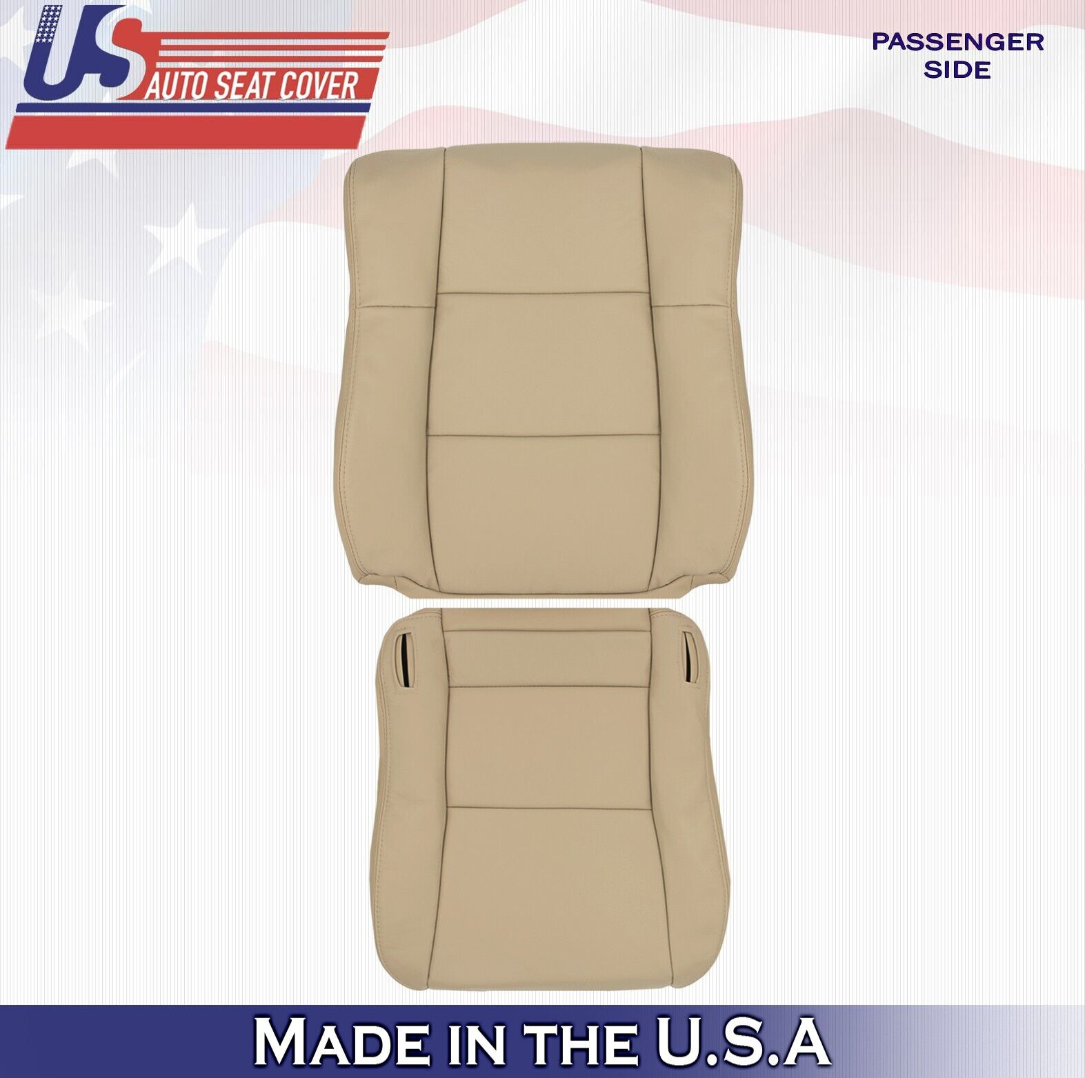 2000 2001 For Lexus ES300 Passenger Top & Bottom Leather Seat Covers Ivory