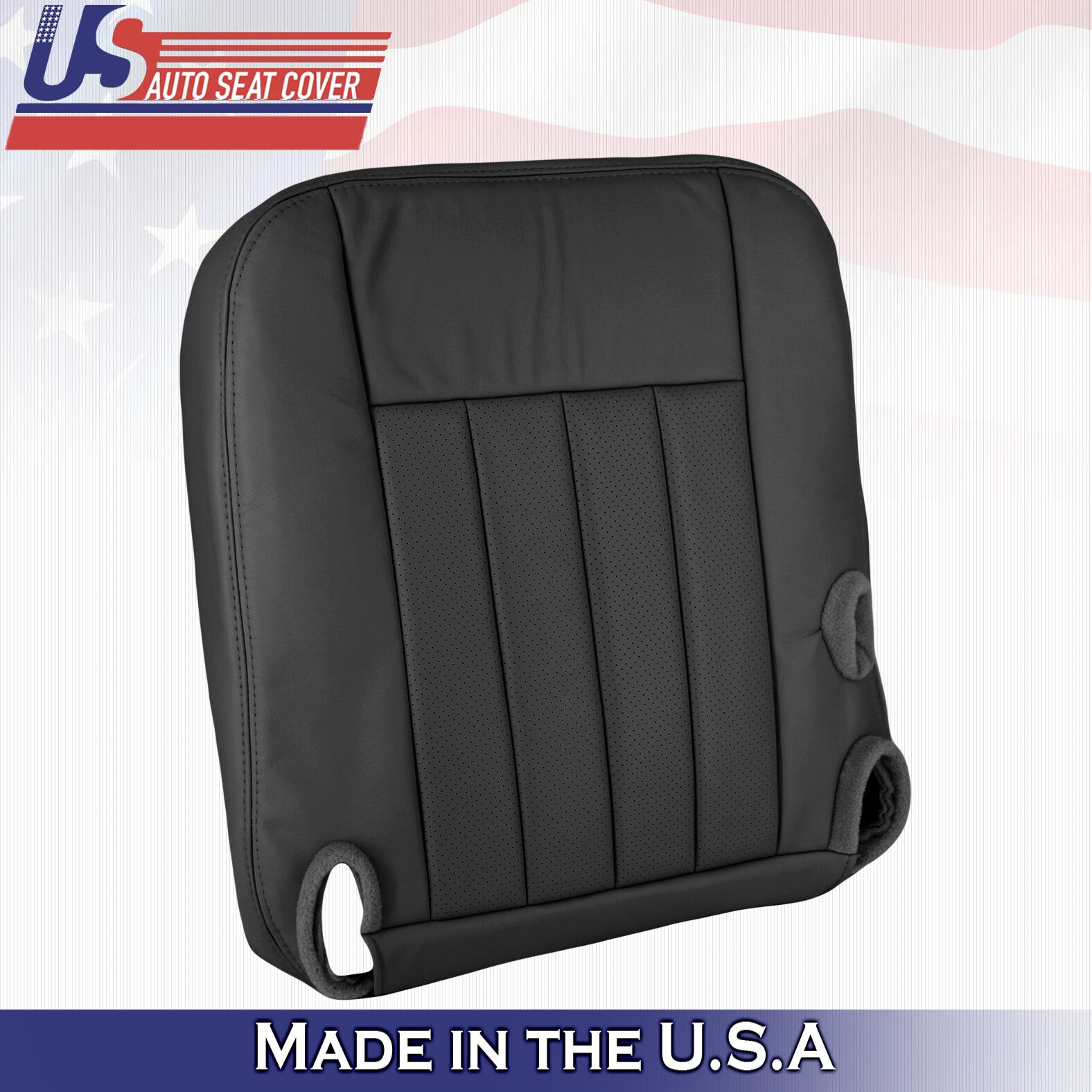2003 to 2005 For Lincoln Town Car Driver & Passenger Bottom Leather Covers Black