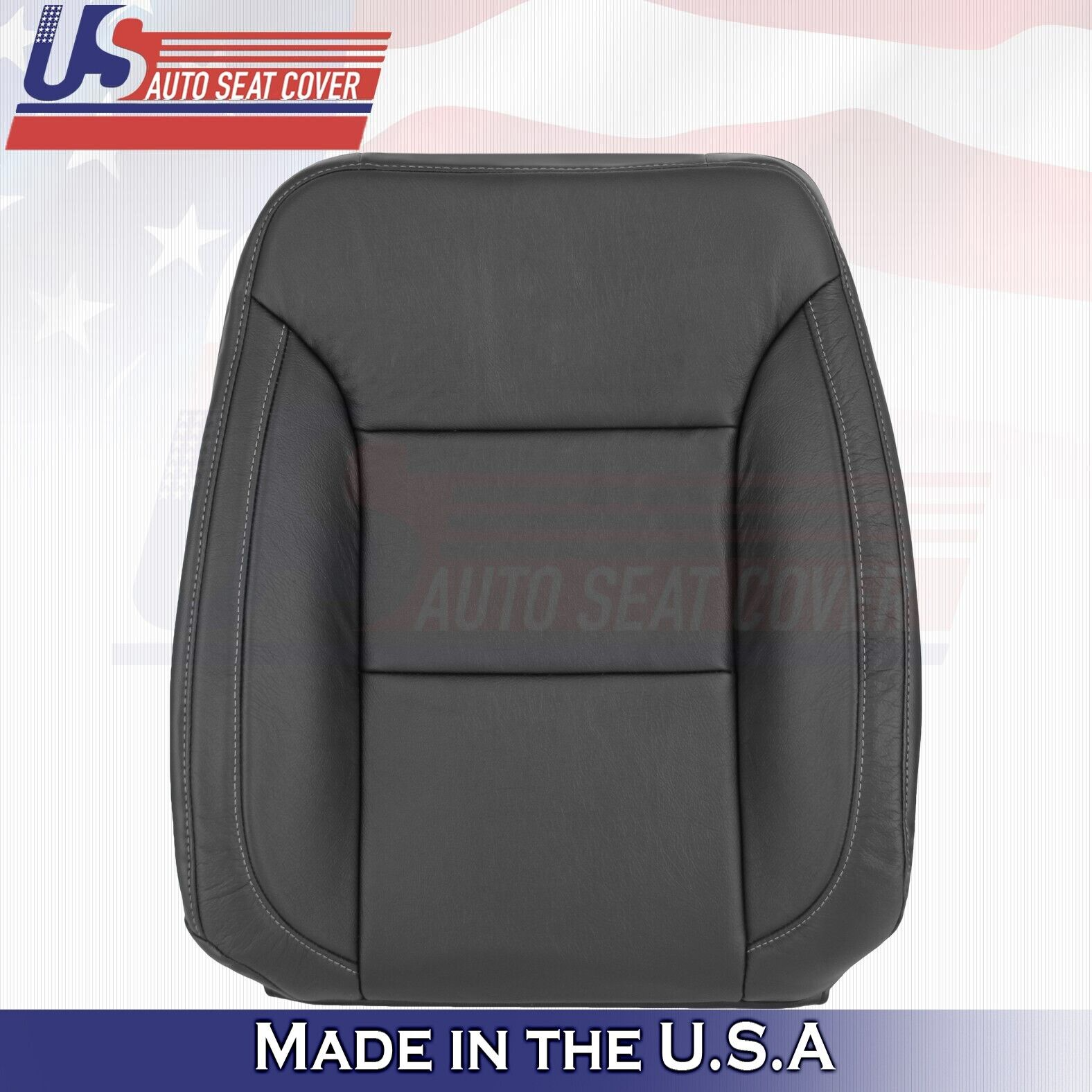 2021 2022 For Chevy Silverado 1500 WT Front Driver Top Leather Seat Cover Black