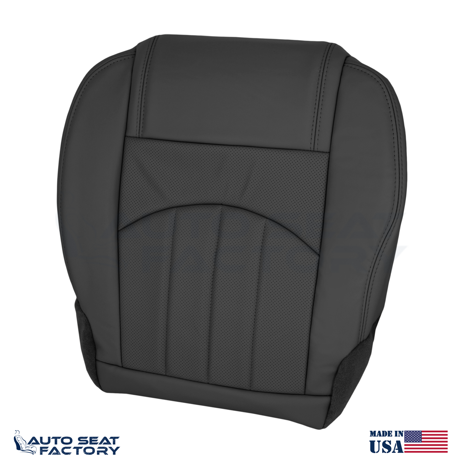 Fits 2013 - 2017 GMC Acadia Perforated Driver Bottom Black Vinyl Seat Cover
