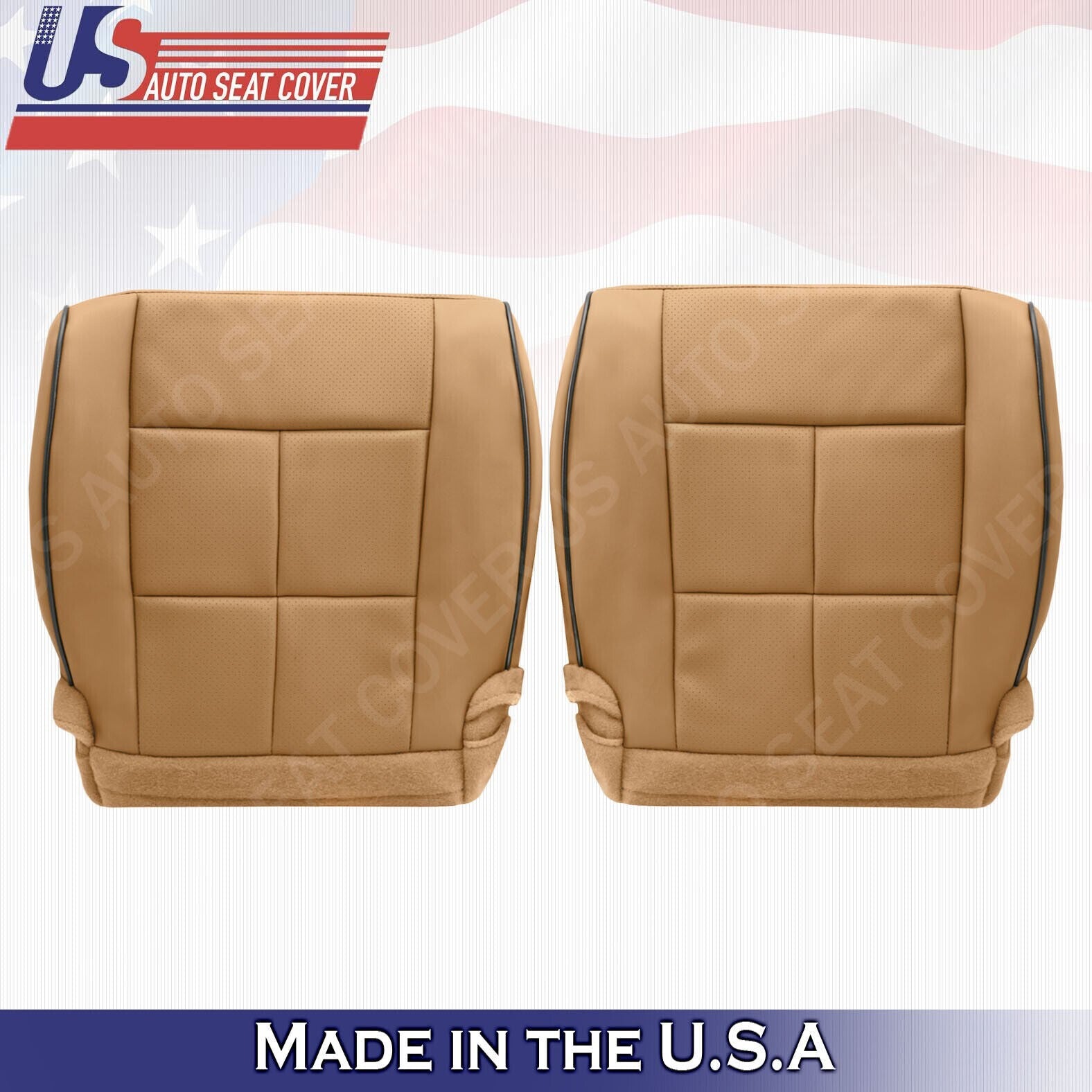 2011 to 2014 Fits Lincoln Navigator Front Set Leather Seat Covers Canyon Tan