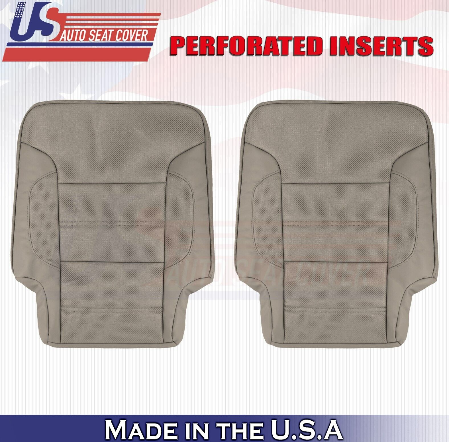 2015 For GMC Sierra Denali Rear Driver & Passenger Top Leather Seat Covers Tan