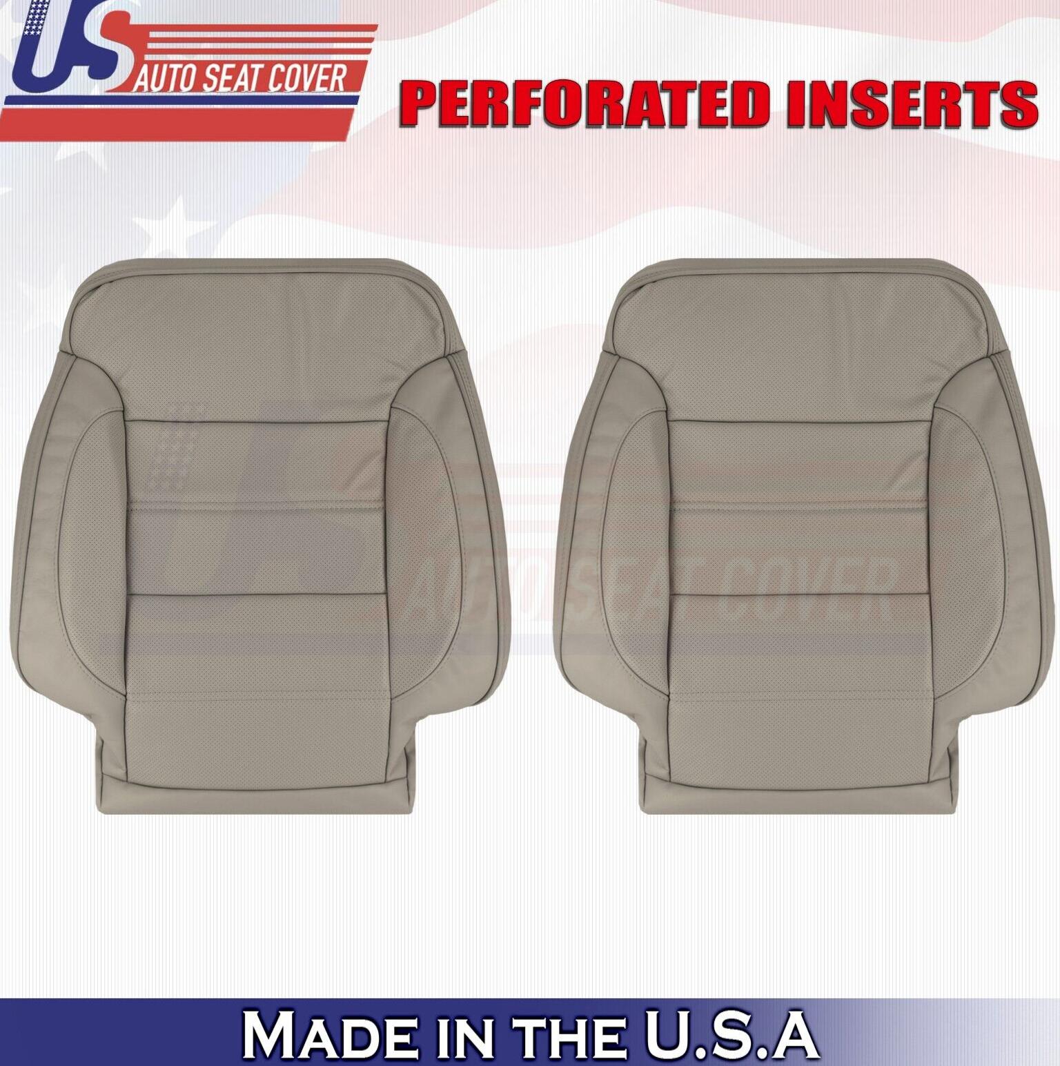 2016 For GMC Sierra Denali Driver & Passenger Top Perf Leather Seat Covers Tan