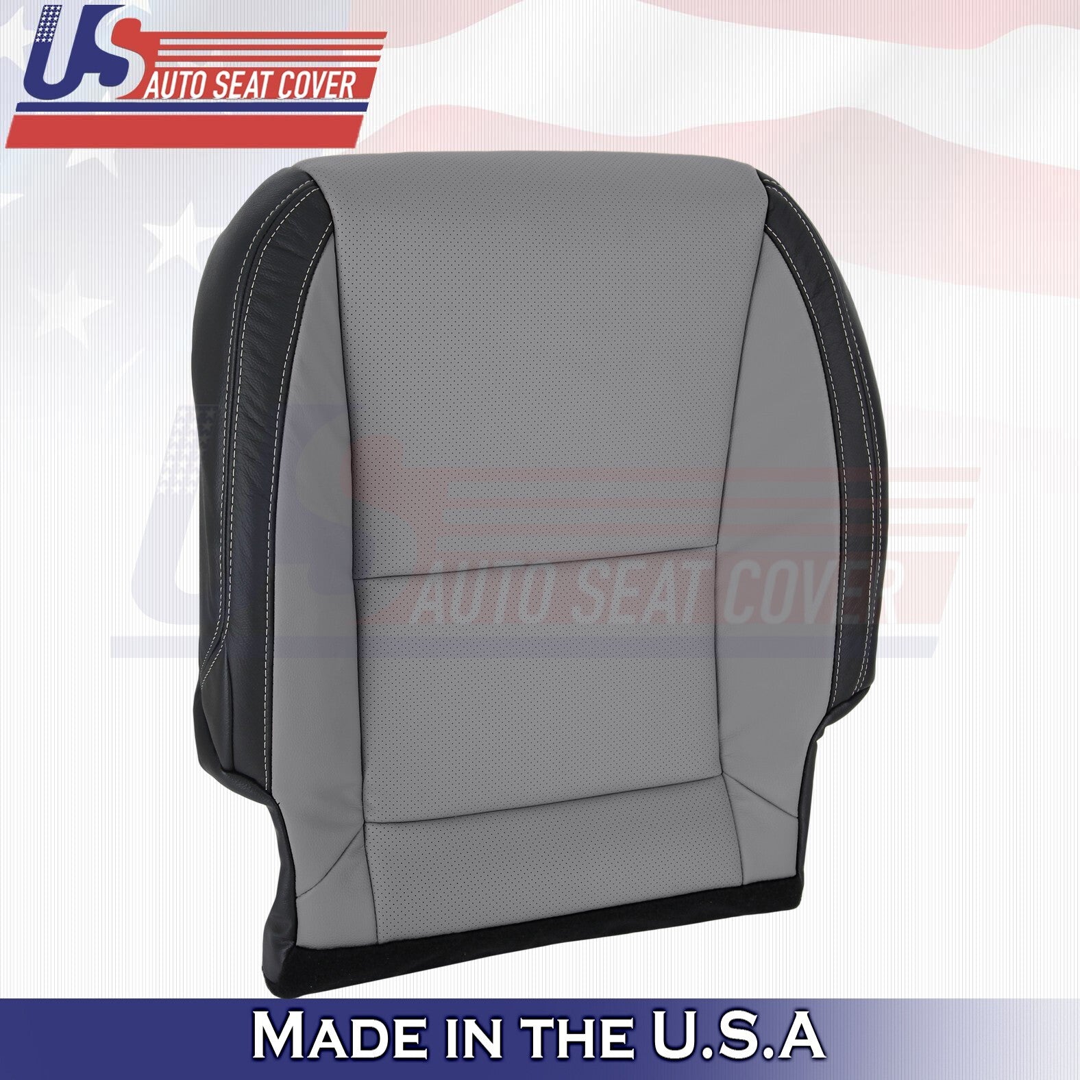 2010-2015 FOR Chevy Camaro Driver and Passenger Bottoms Leather Cover Gray/Black