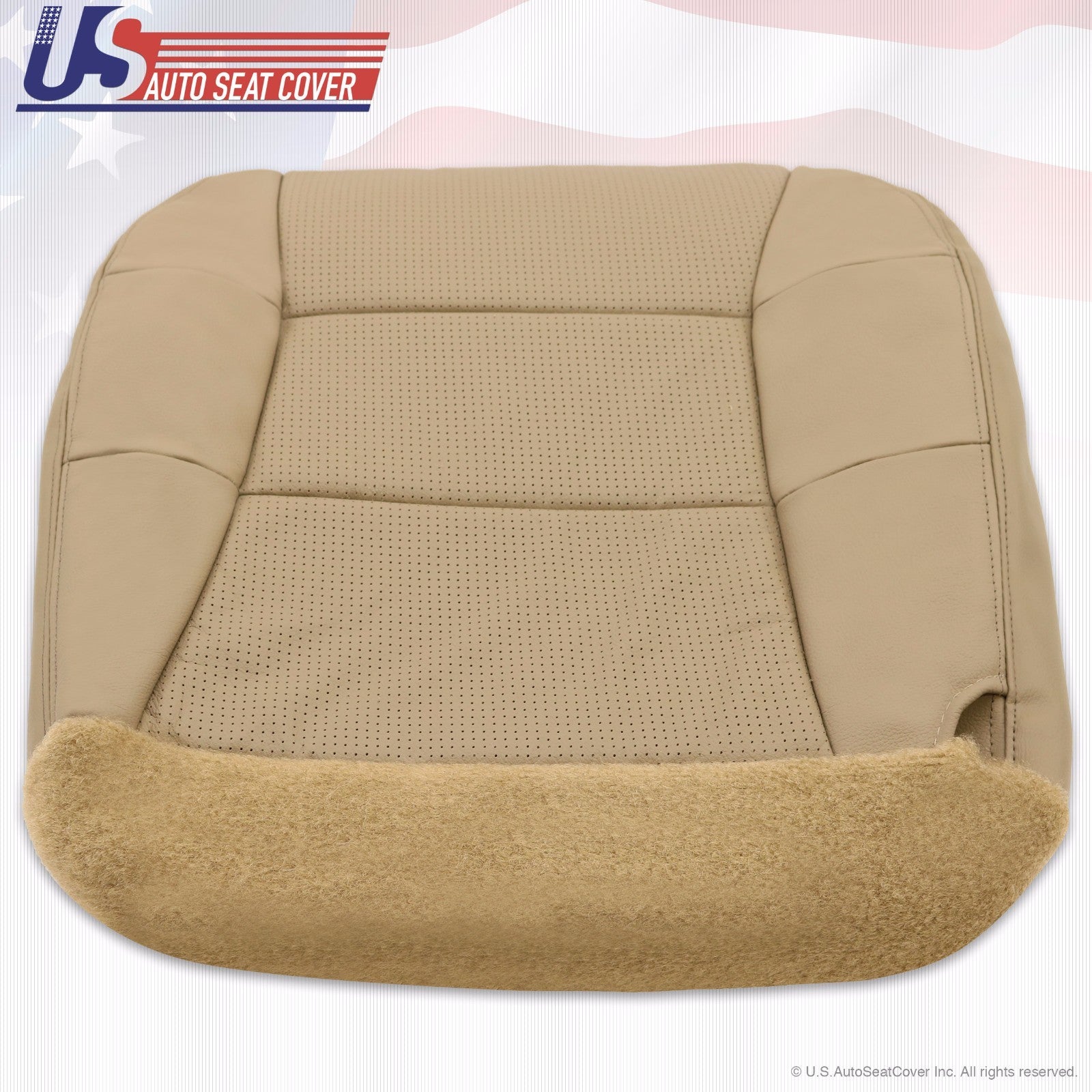 2000 2001 2002 Lincoln Navigator Driver Bottom Perforated Leather Seat Cover Tan