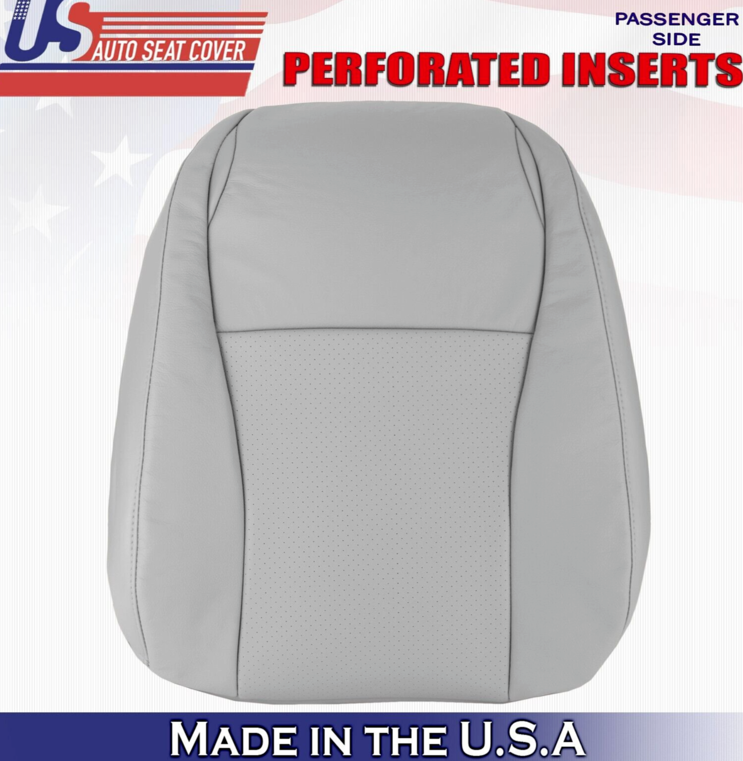 2010 2011 For Toyota Highlander Passenger Top Perforated Leather Seat Cover Gray