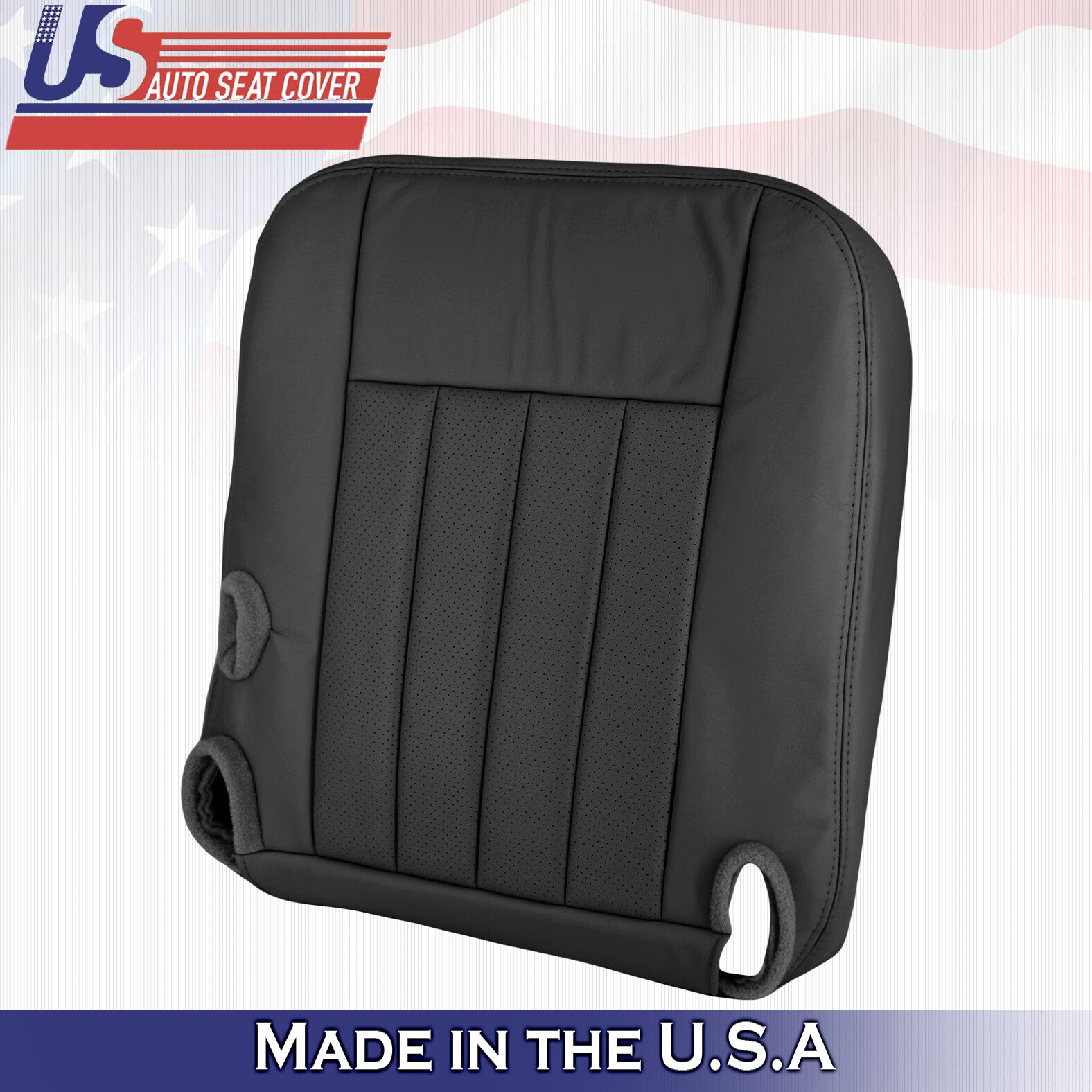 2003 to 2005 For Lincoln Town Car Driver & Passenger Bottom Leather Covers Black