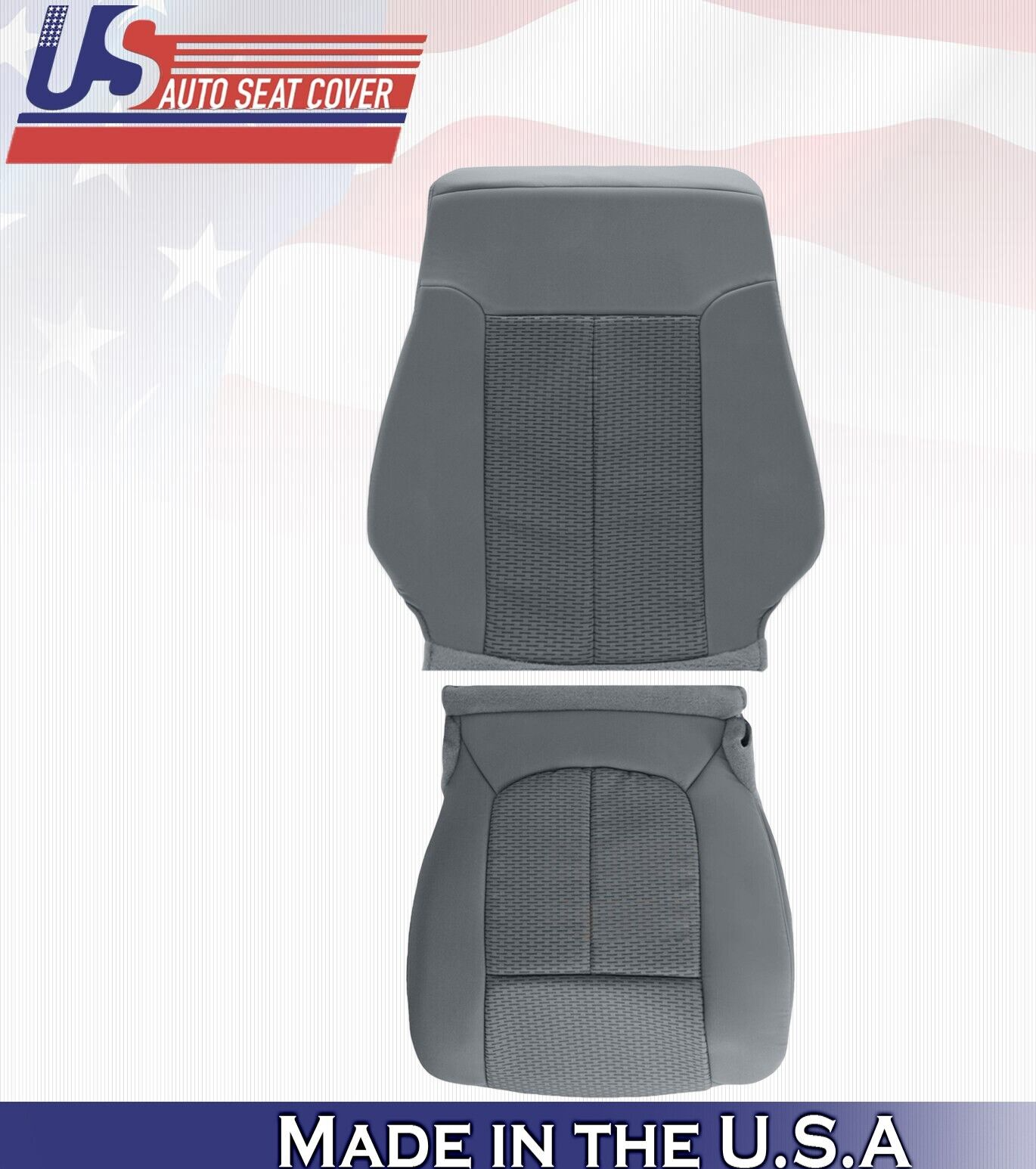 2014 2015 2016 For Ford F250 F350 XLT Driver Top & Bottom Cloth Seat Covers Gray