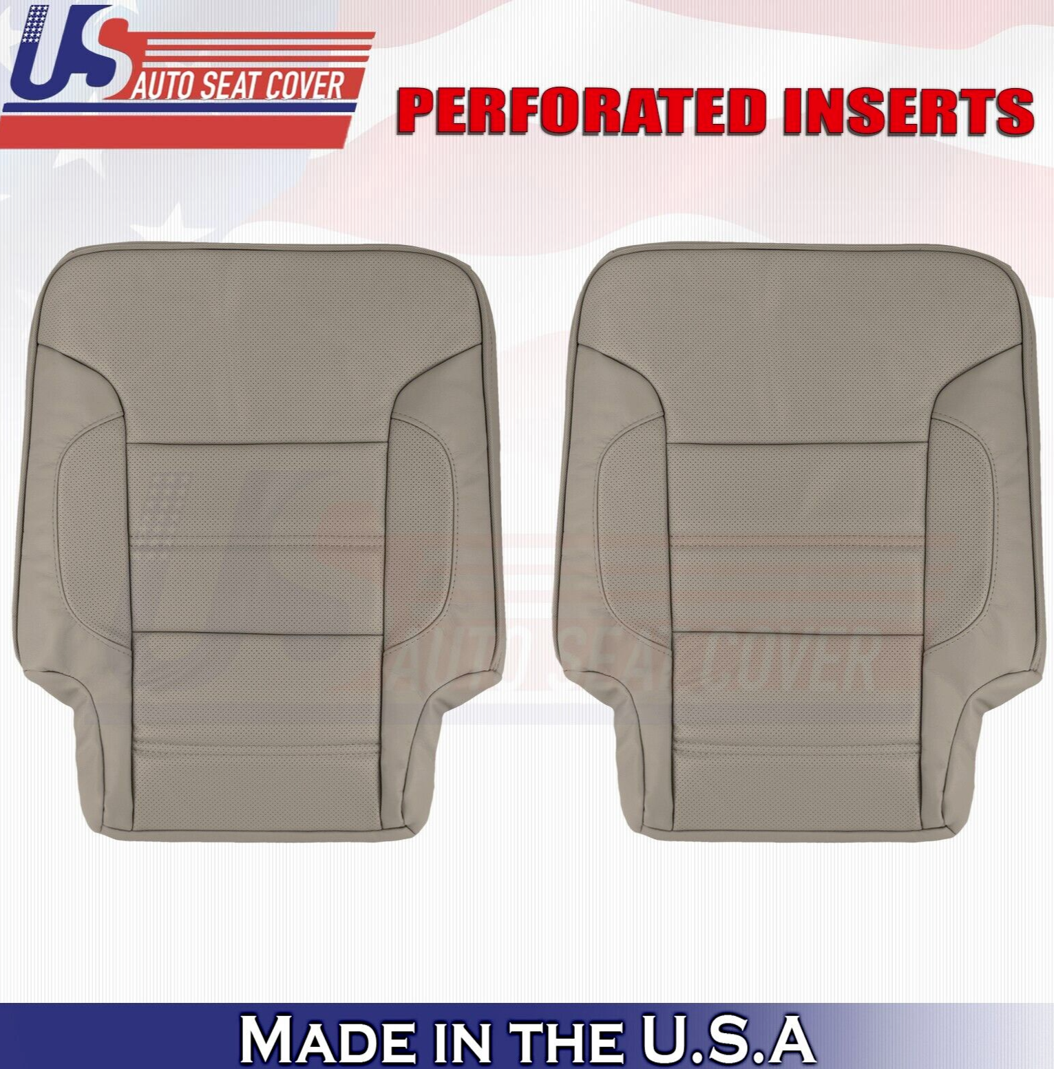2017 For GMC Sierra Denali Rear Driver & Passenger Top Leather Seat Covers Tan