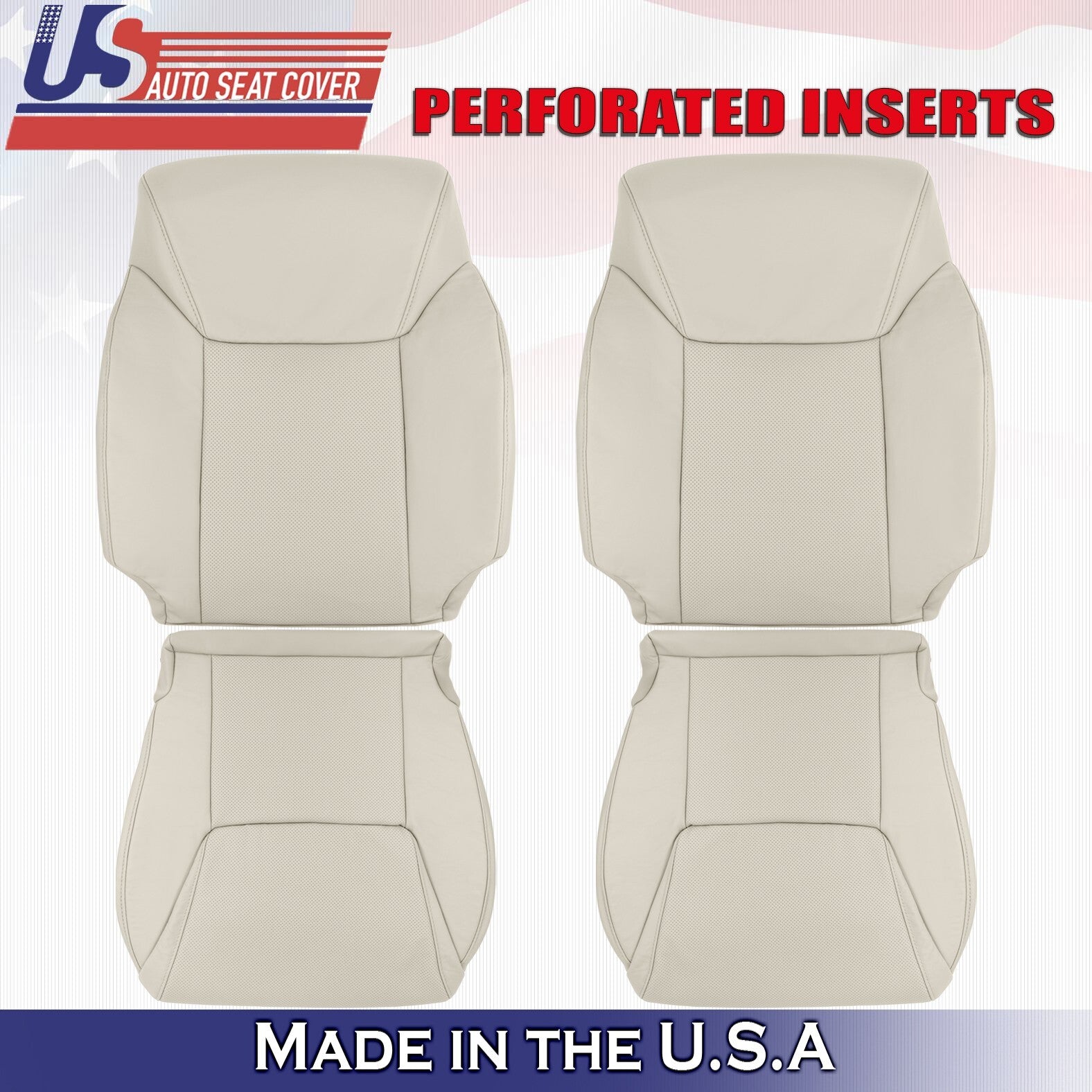 2012 to 2015 For Lexus LX570 2x Tops & 2x Bottoms Leather w/Perf Covers Lt Tan