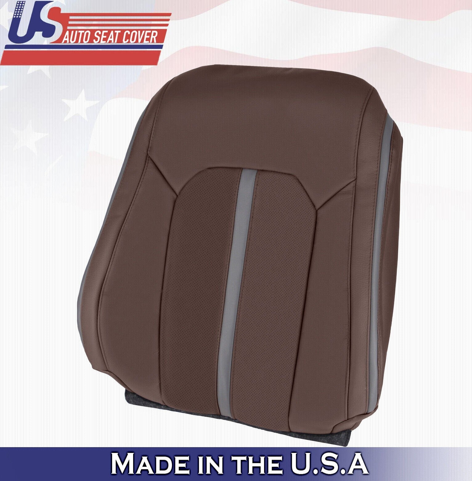 2018 For Ford F150 Platinum Passenger Top Perforated Leather Seat Cover Brown