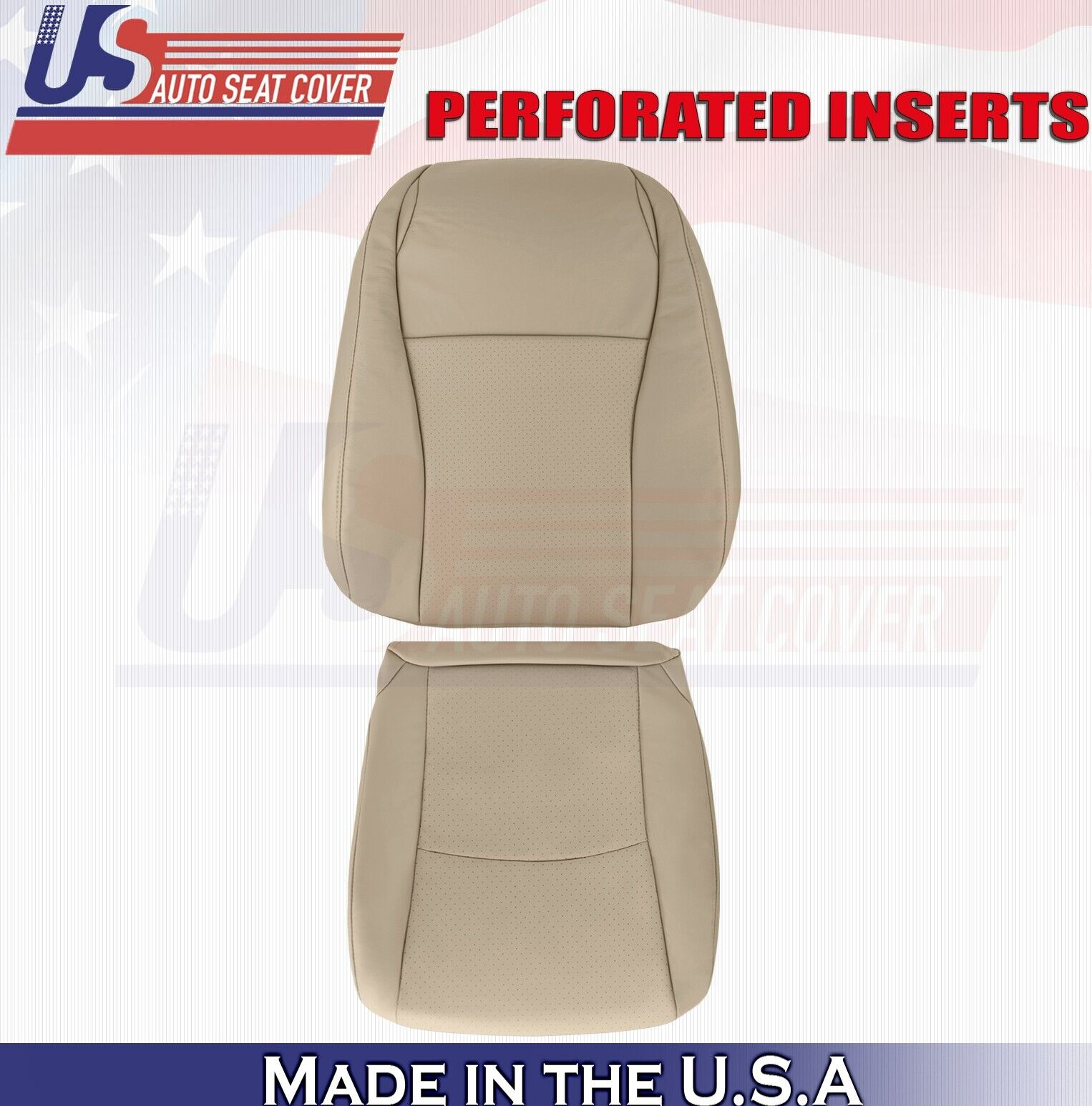 2006 2007 For Toyota Highlander Driver Top Bottom Perf Leather Seat Covers Tan