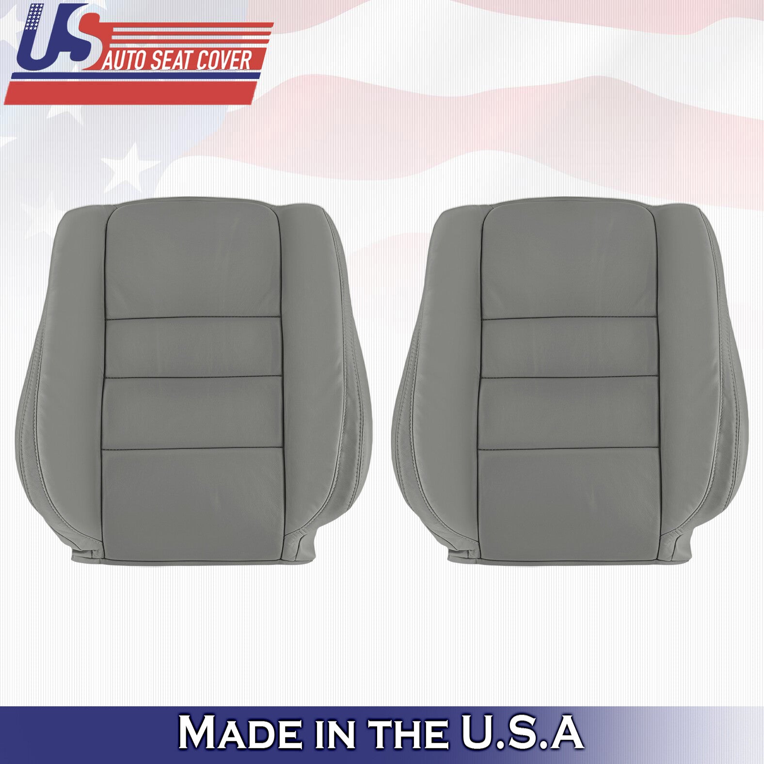 2008 2009 For Honda Accord Sedan Driver & Passenger Top Leather Seat Covers Gray