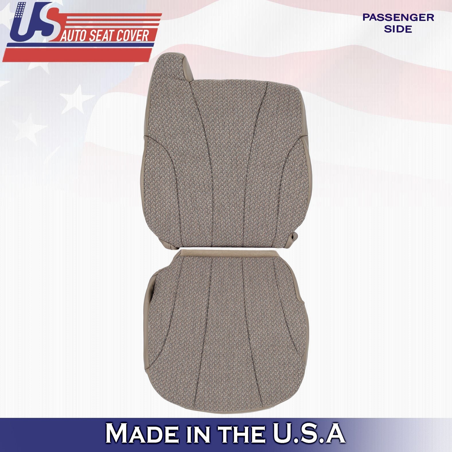 1999-2002 For Chevy Silverado WT Cloth Passenger Top & Bottom Seat Covers Tan