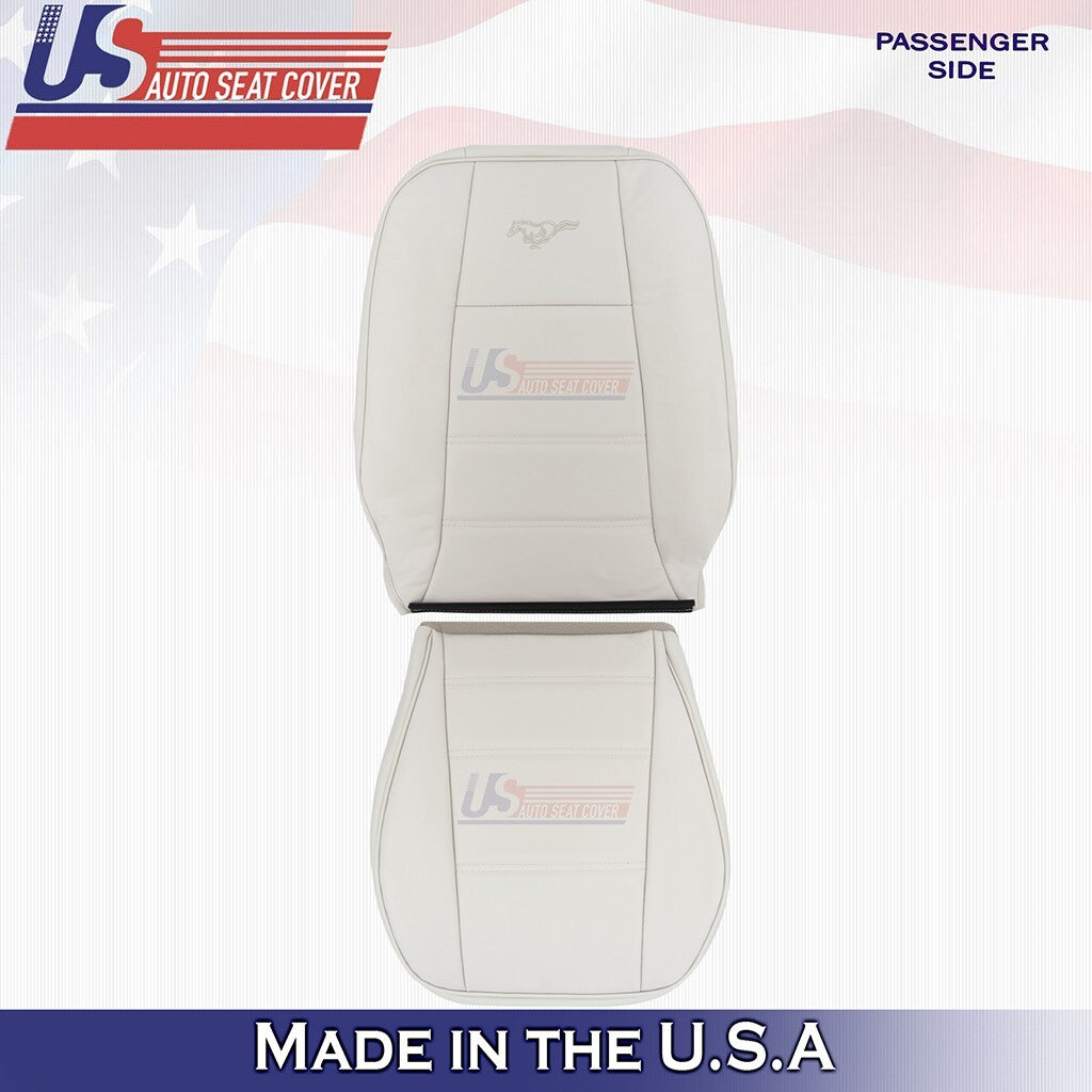 1999-2004 Fits Ford Mustang V6Passenger Bottom &Top Leather Seat Cover White