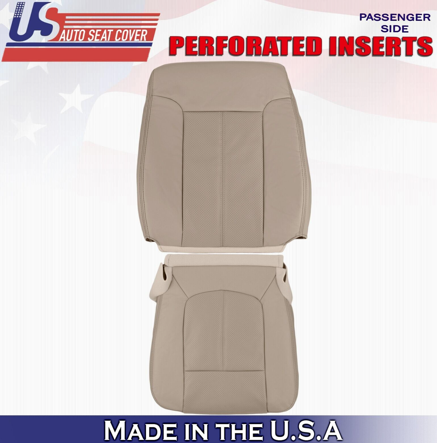 2011 2012 For Ford 450 F550 Lariat Passenger Top Bottom Leather Seat Covers Tan