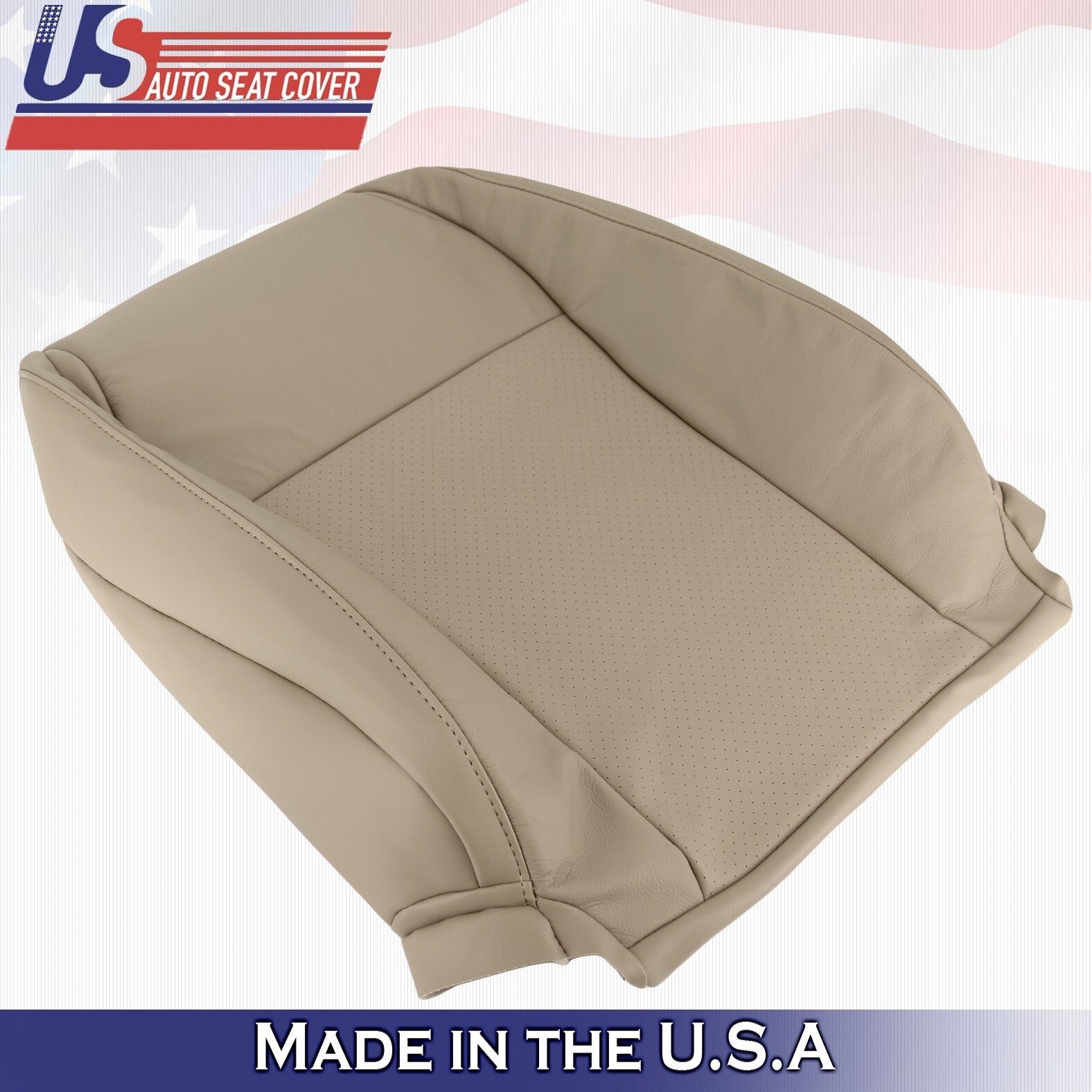 2006 2007 For Toyota Highlander 2x Top & 2x Bottom Perf Leather Seat Covers Tan