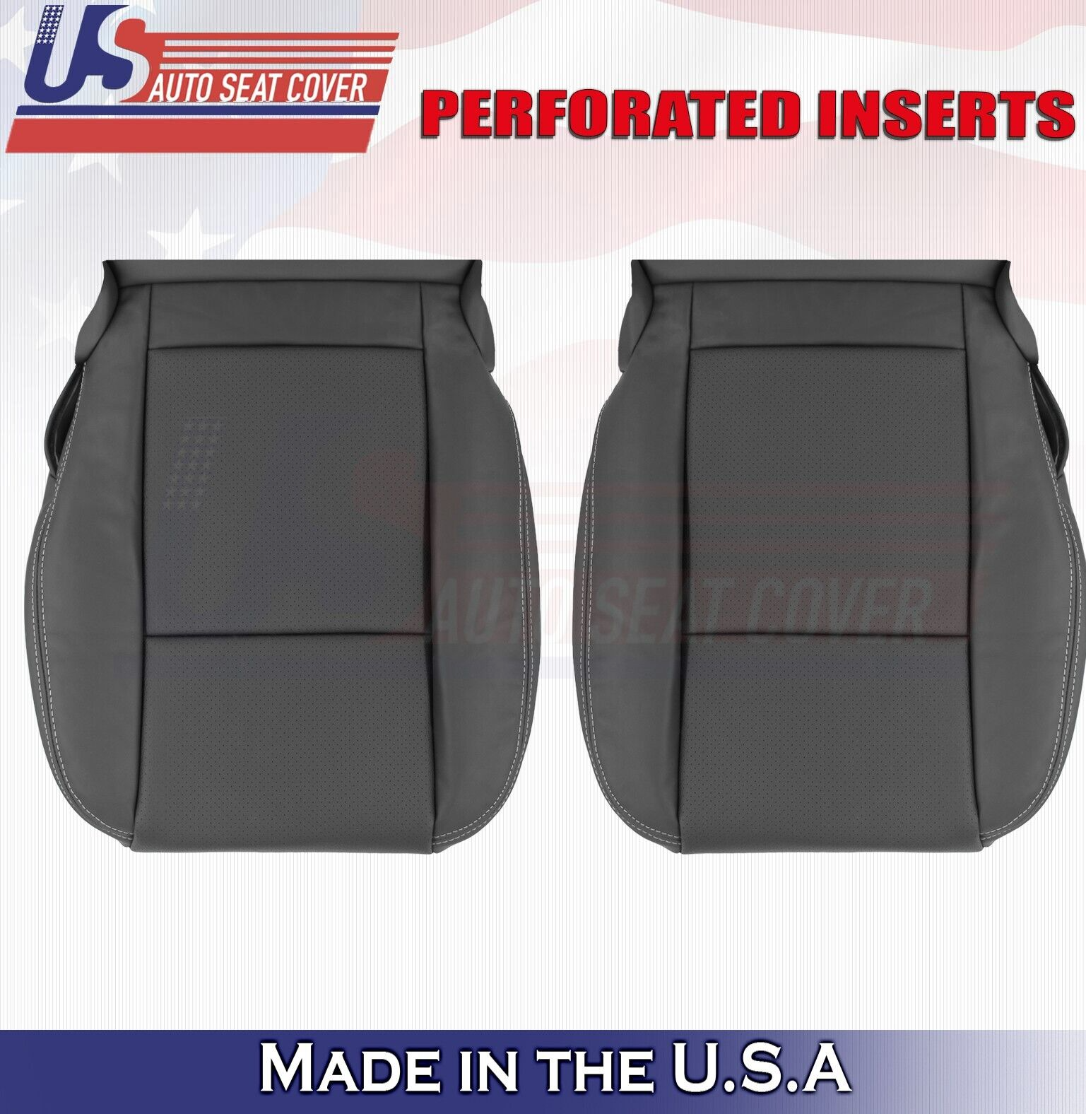 2014 2015 For Dodge Charger Driver & Passenger Bottom Leather Seat Covers BLK