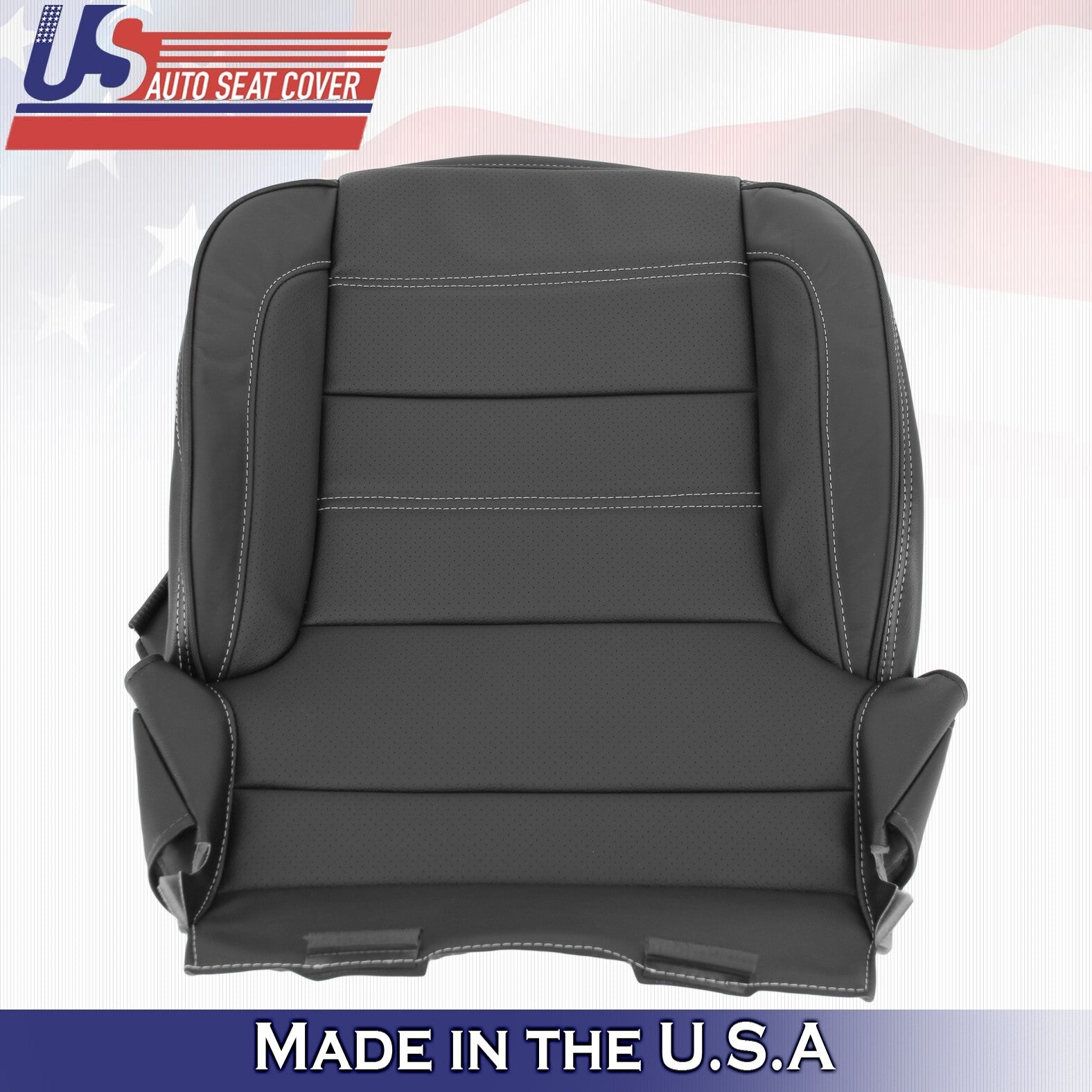 2014 to 2019 For GMC Denali Passenger Bottom & Top Leather Seat Cover Black