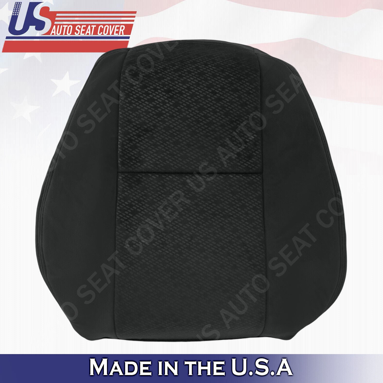 Passenger Top & Bottom For 2007 2008 GMC Sierra 3500 Cloth Seat Cover Black