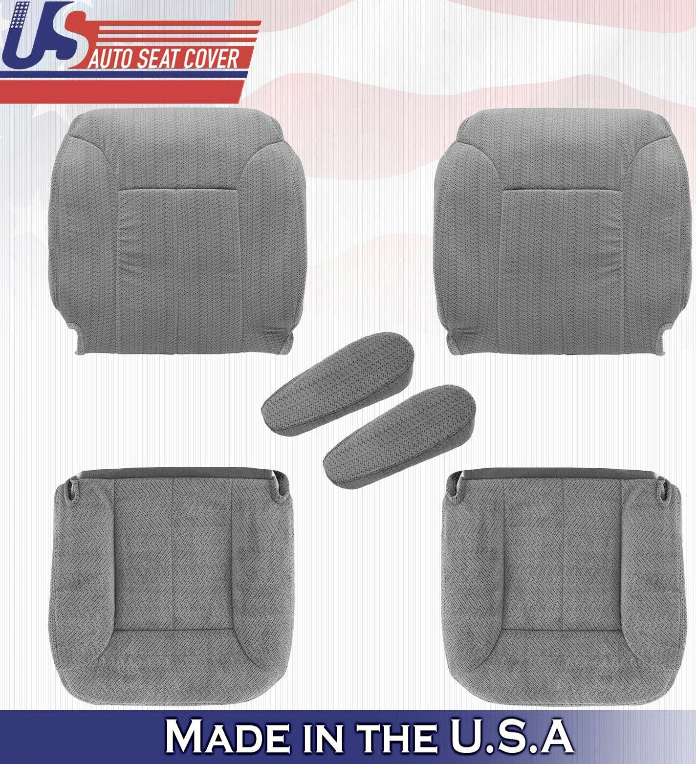1995 to 1999 For Chevy Suburban 2 Tops 2 Bottoms 2 Armrest Cloth Seat Cover Gray