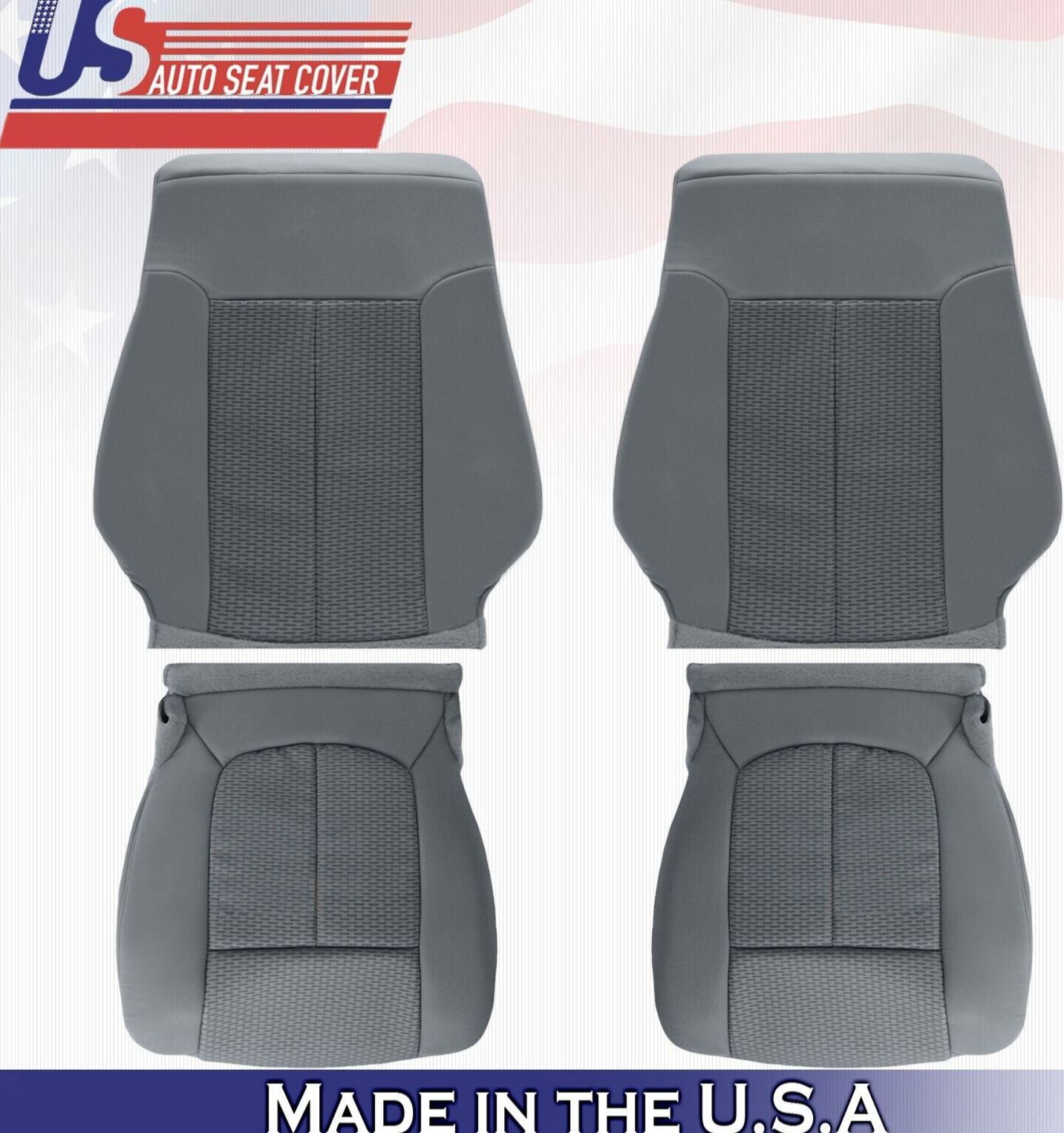 2011 2012 2013 For Ford F450 F550 XLT 2x Top & 2x Bottom Cloth Seat Covers Gray