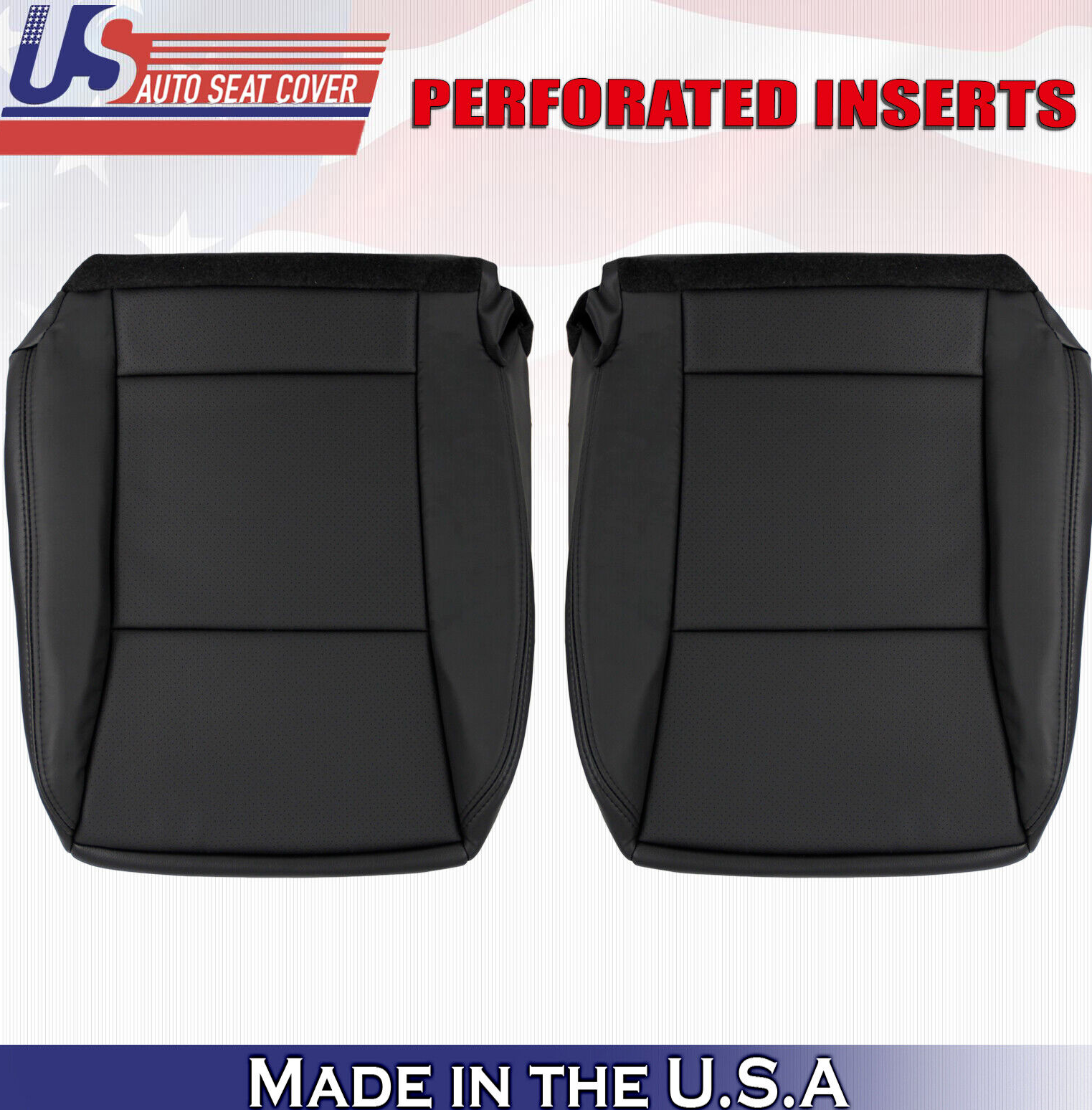 2006 to 2010 For Ford Explorer Driver & Passenger Bottom Perf Leather Covers BLK