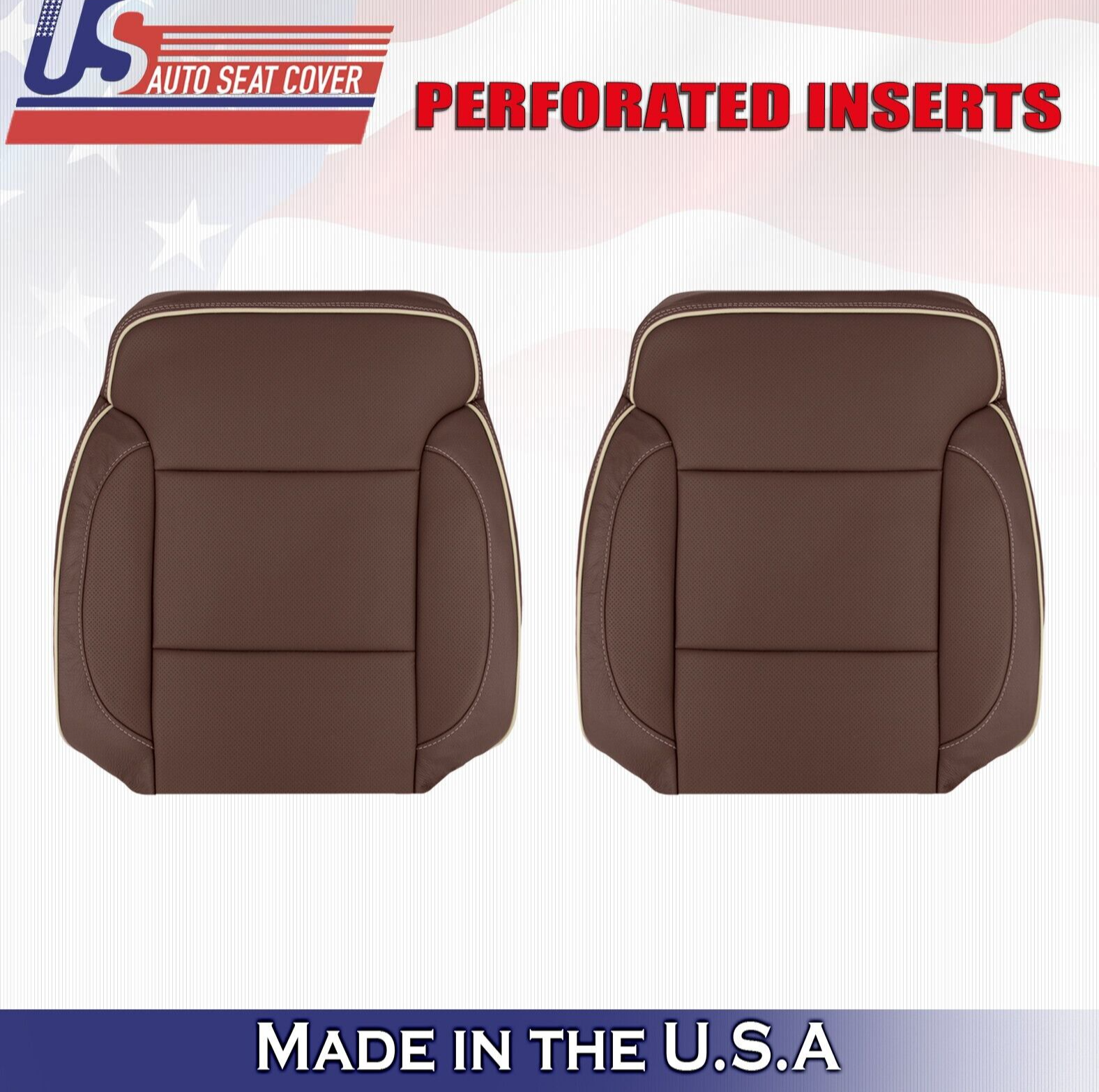 2017 For Chevy Silverado High Country Driver Passenger Top Leather Covers Brown