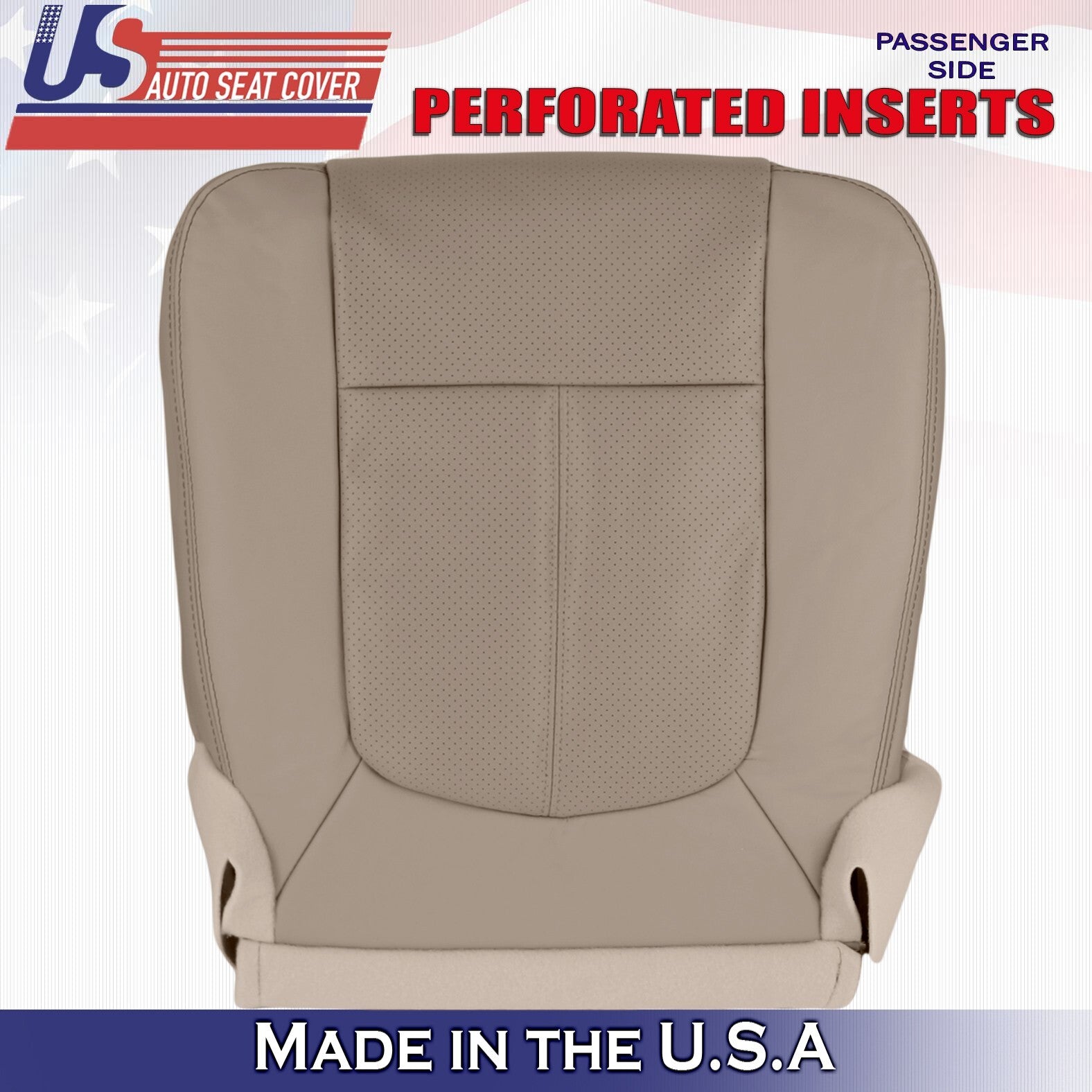 2011 to 2016 For Ford F250 F350 Lariat Passenger Bottom Leather Seat Cover Tan