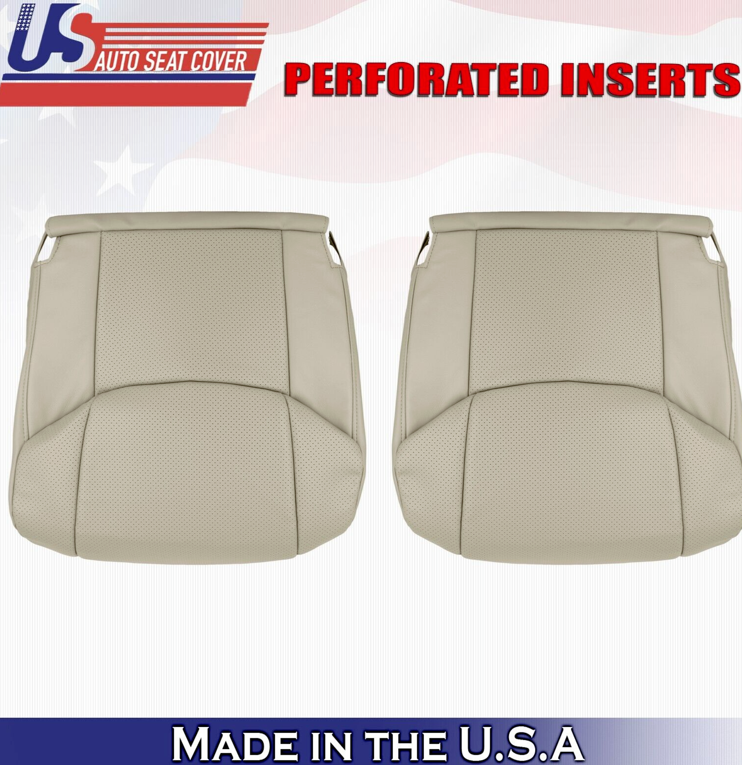 2009 For Toyota Avalon Driver & Passenger 2 Bottom Perforated Leather Covers Tan