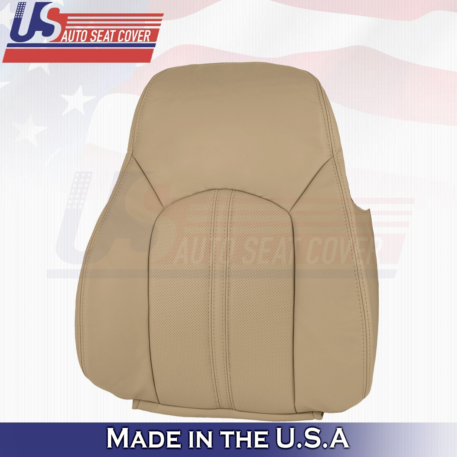 2008 to 2013 For Cadillac CTS Front Driver Top & Bottom Leather Seat Covers Tan