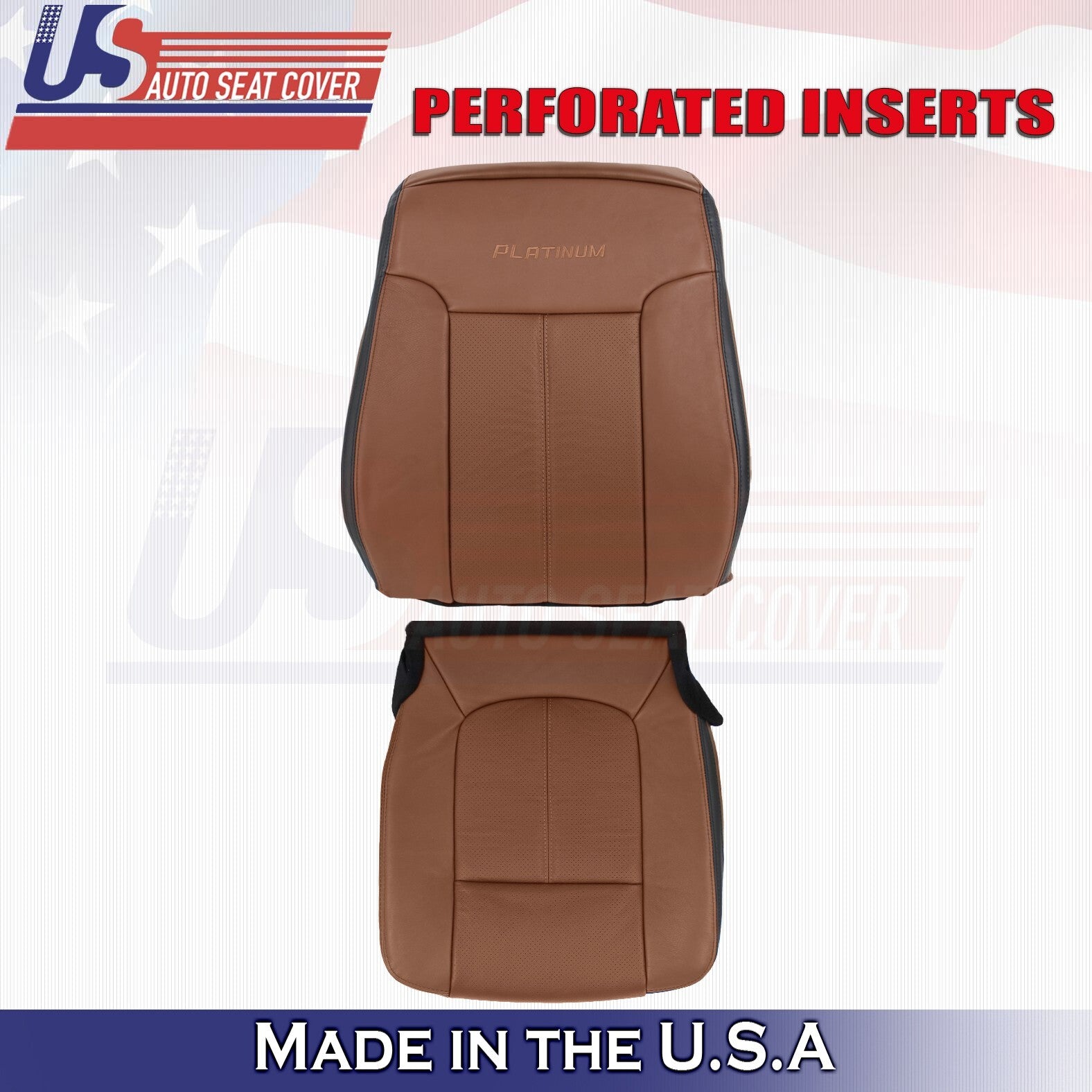 2013 to 2016 For Ford F450 Platinum Driver Top & Bottom Leather Covers Brown
