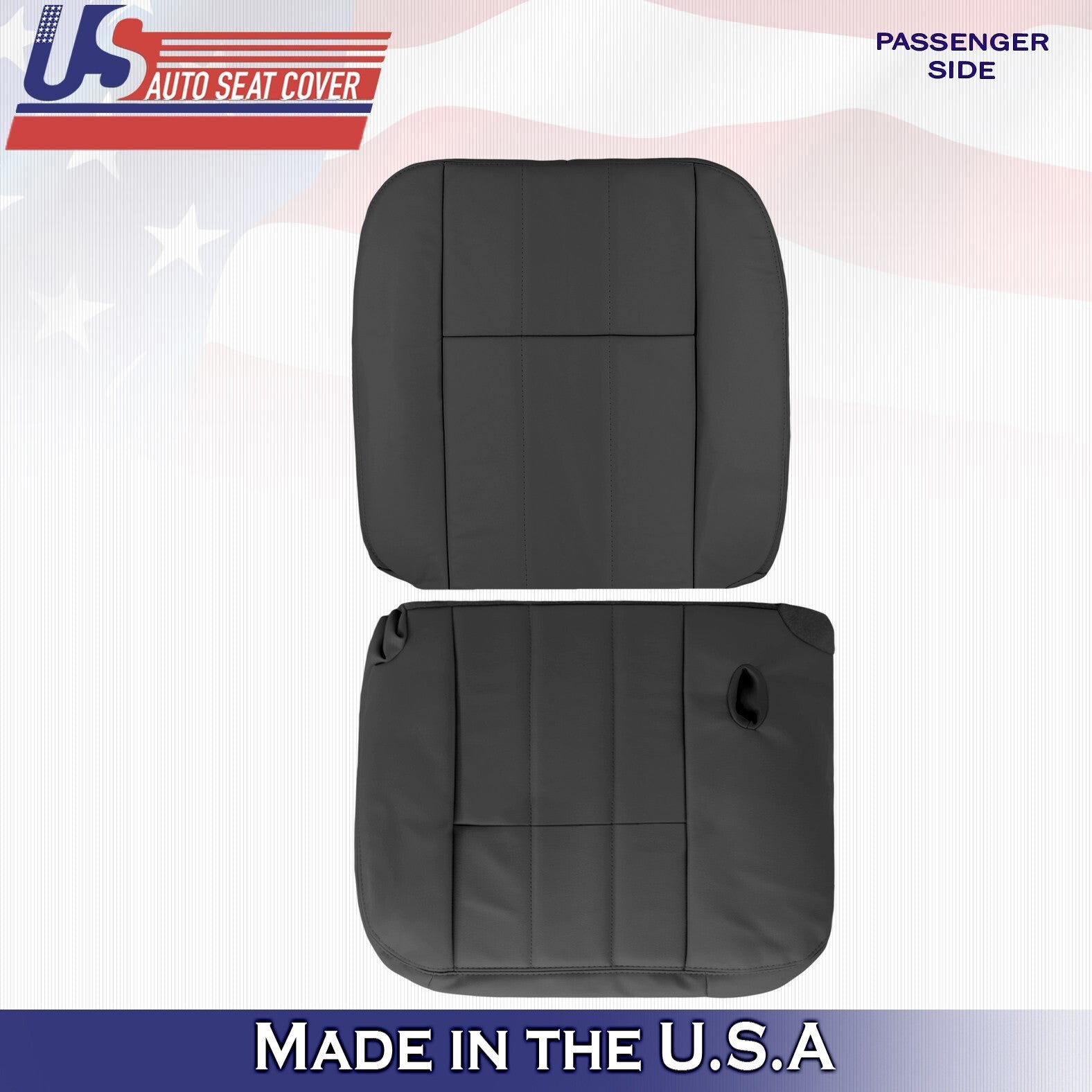 2003 2004 For Mercury Grand Marquis Passenger Top Bottom Leather Seat Covers BLK