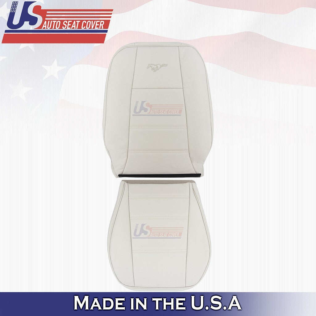 1999-2004 Fits Ford Mustang V6 Driver Bottom &Top Leather Seat Cover White