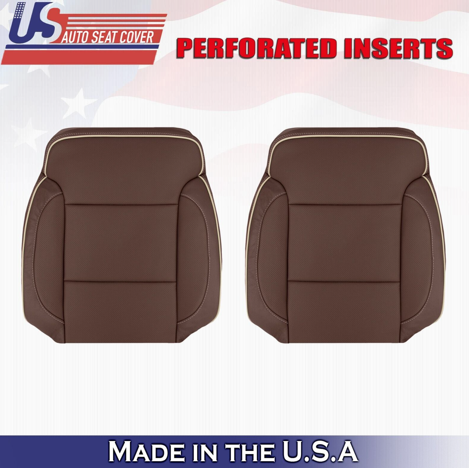 2014 For Chevy Silverado High Country Driver Passenger Top Leather Covers Brown