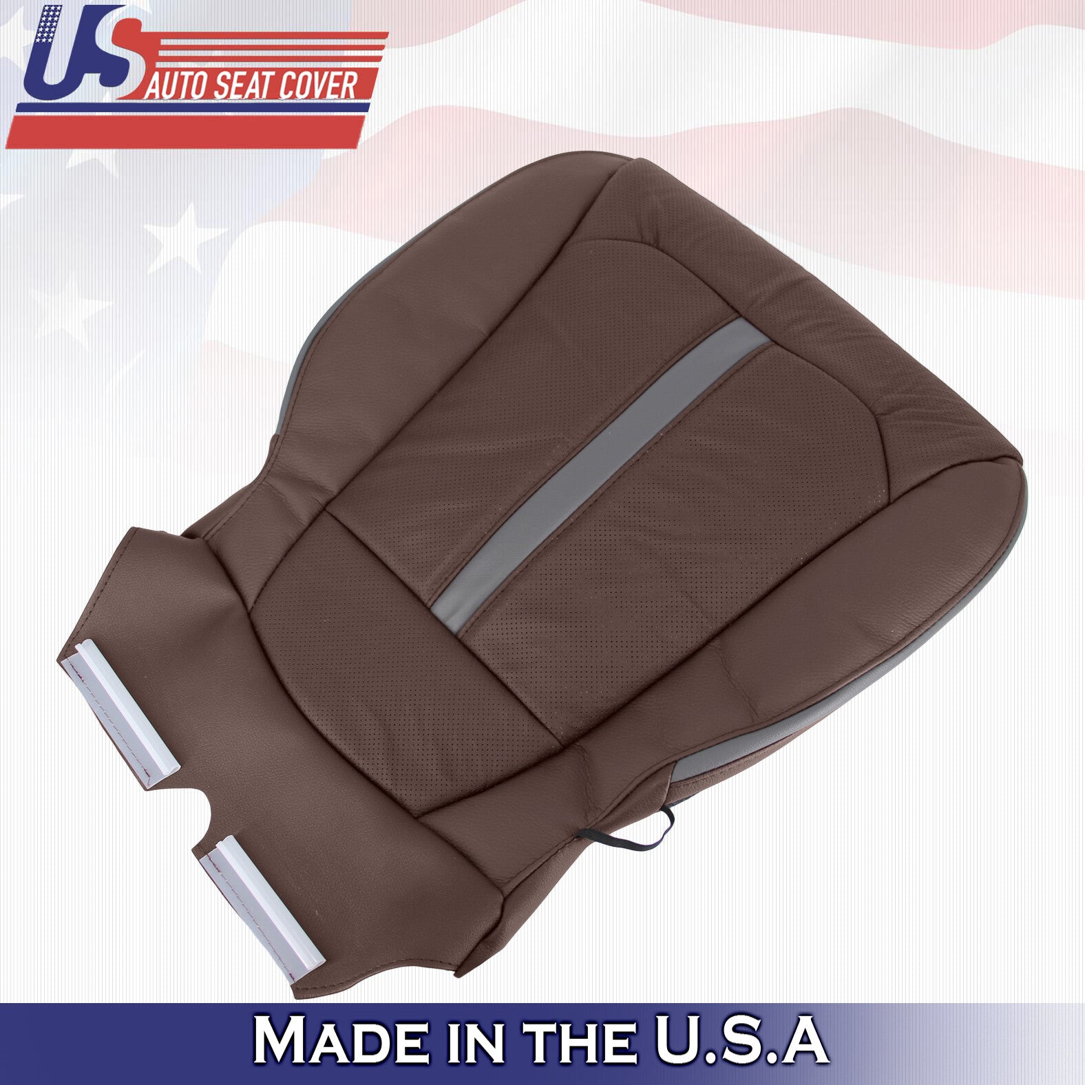 2015 For Ford F150 Platinum 2x Top & 2x Bottom Perf Leather Seat Covers Brown
