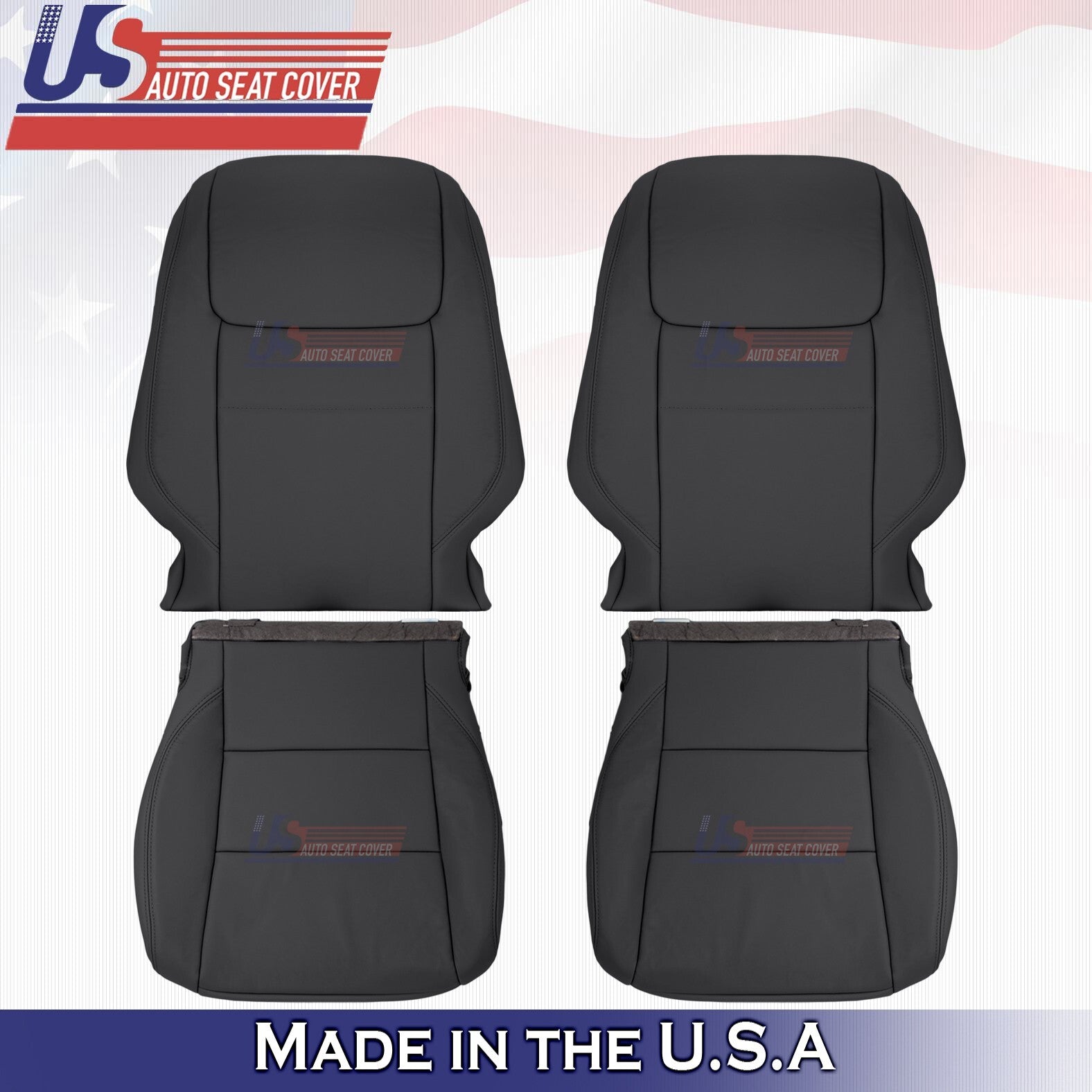 2017 to 2020 Fits Toyota Sienna Front Set Bottoms &Tops Leather Cover Black