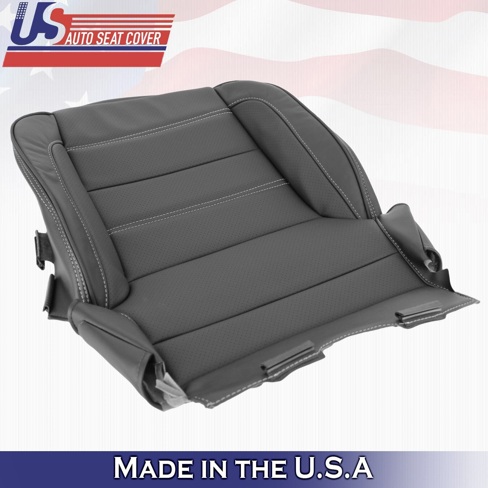 2014 to 2019 For GMC Sierra Denali Driver Bottom & Top Leather Seat Cover Black