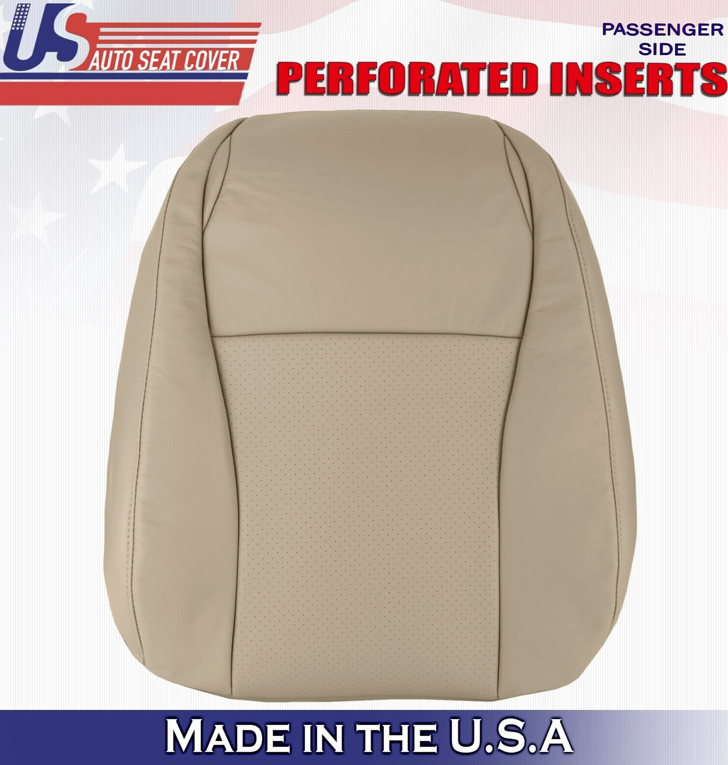 2008 2009 For Toyota Highlander Passenger Top Perforated Leather Seat Cover Tan