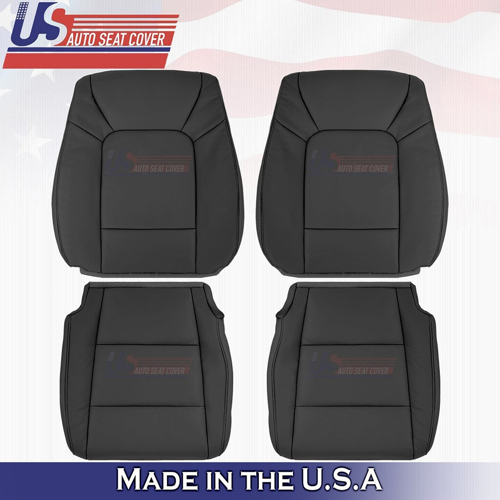 Front Set Tops & Bottoms Leather Cover Black 2009 2010 2011 Fits Honda Pilot