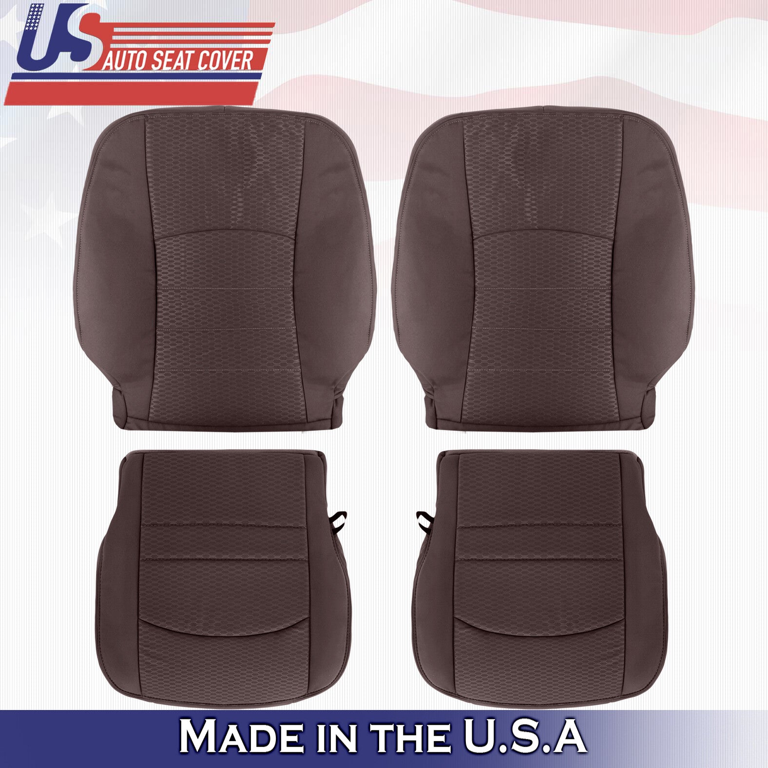 2013 to 2018 For Dodge Ram 1500 SLT 2x Top & 2x Bottom Cloth Seat Covers Brown