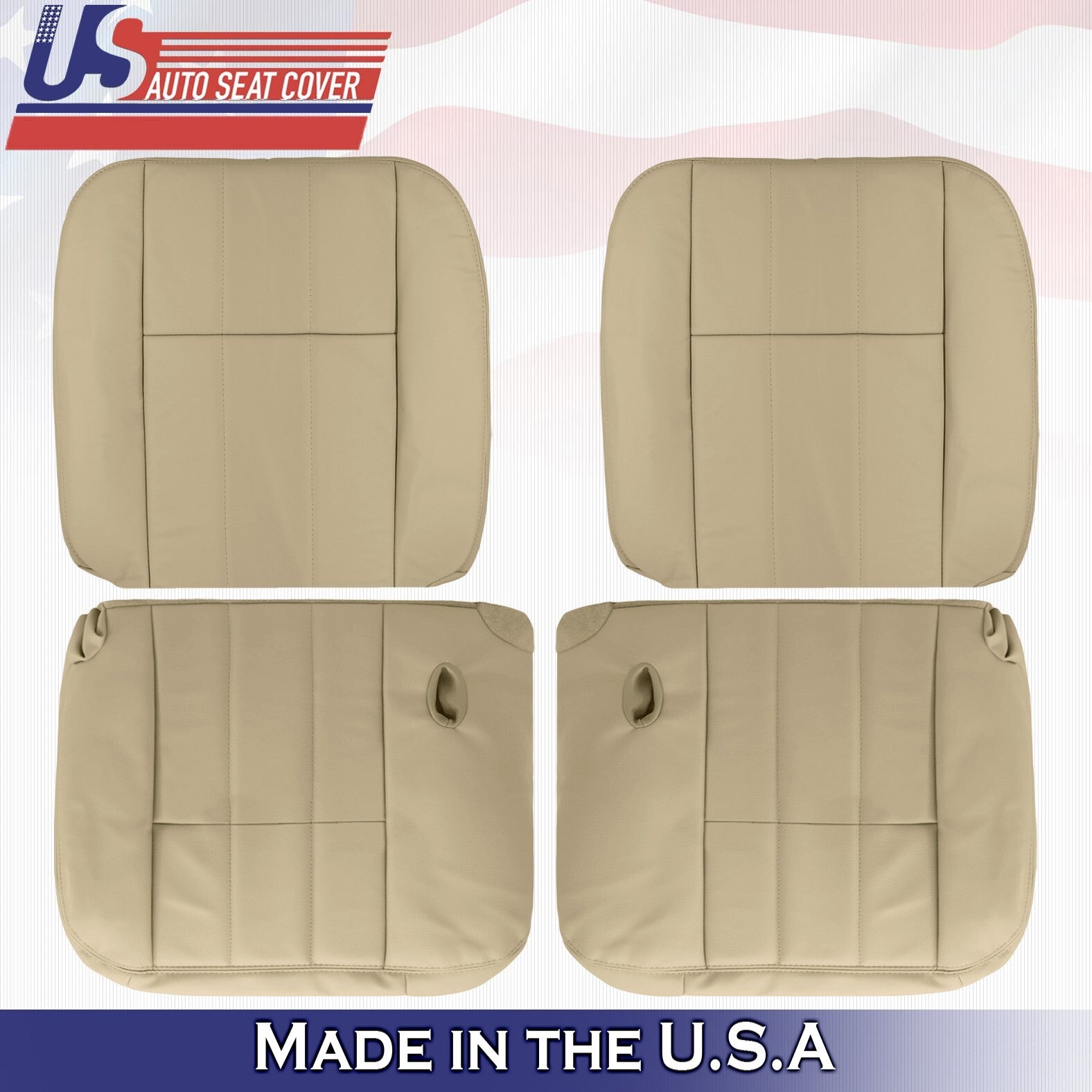 2003 to 2011 For Mercury Grand Marquis 2 Top & 2 Bottom Leather Seat Covers Tan