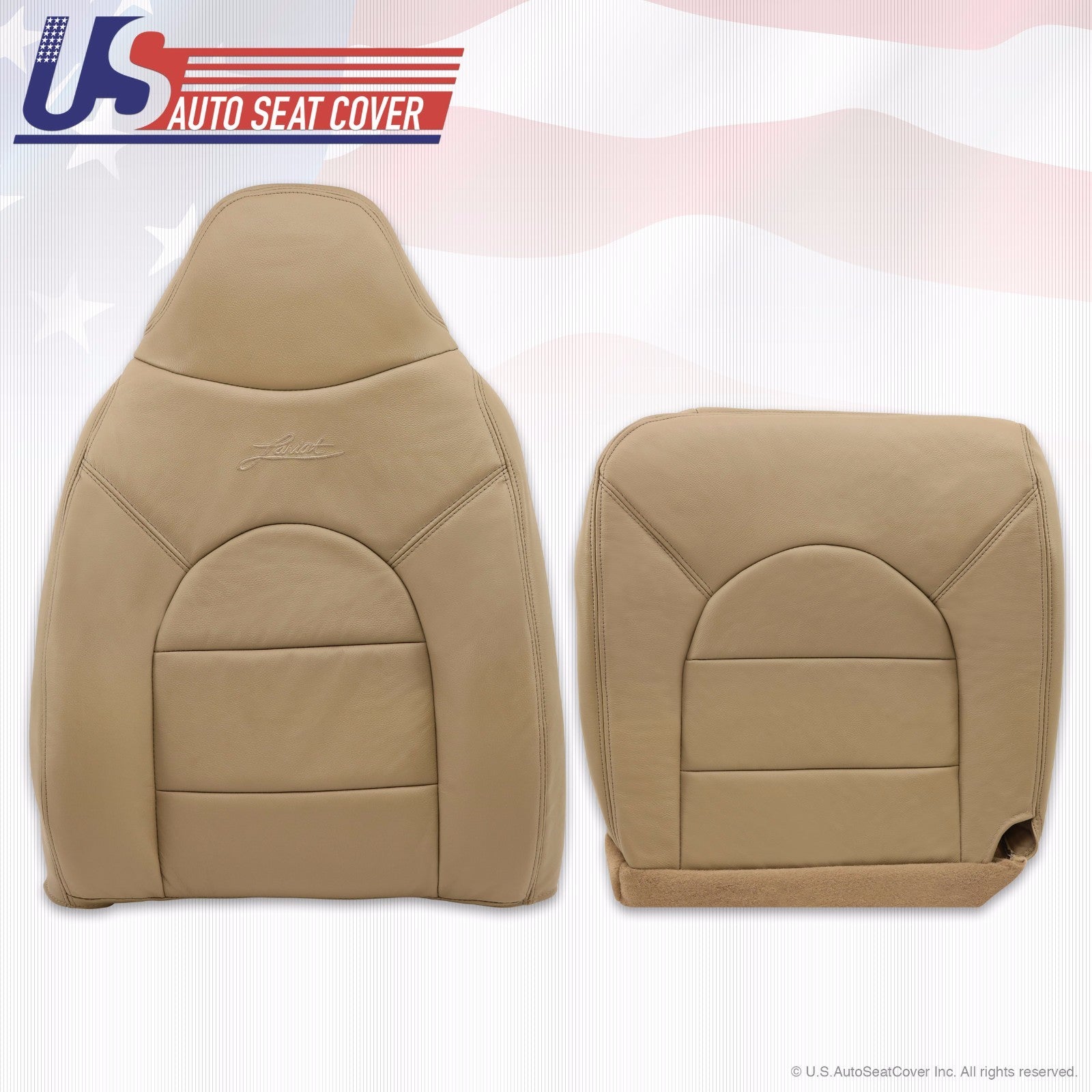 1999 Ford F250 350 Lariat  PASSENGER  Upper Top & Bottom Leather seat Covers Tan