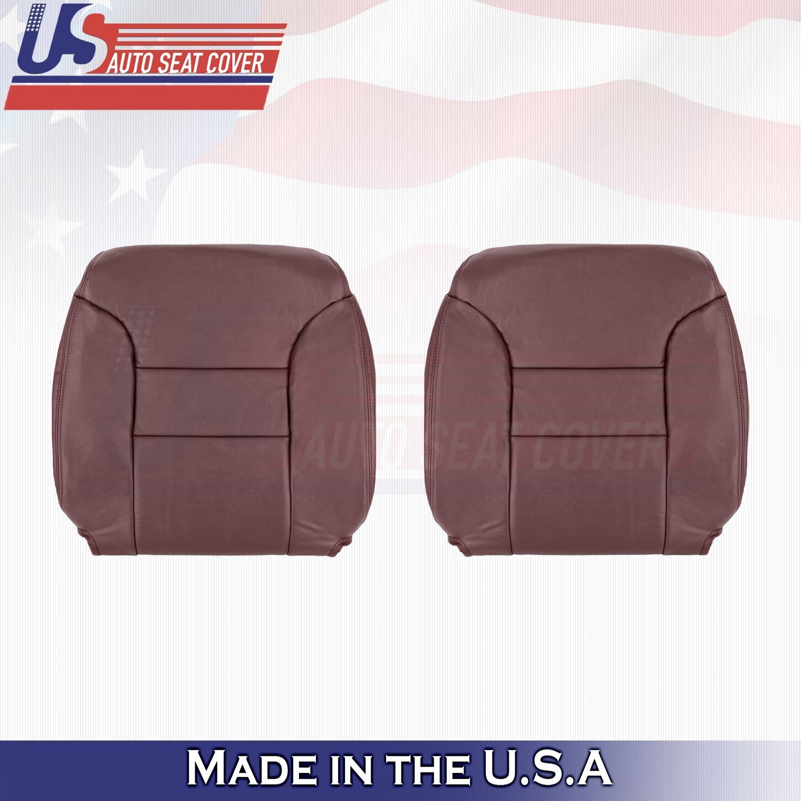 1995 to 2000 For Chevy Silverado 1500 Driver & Passenger Top Leather Covers Red