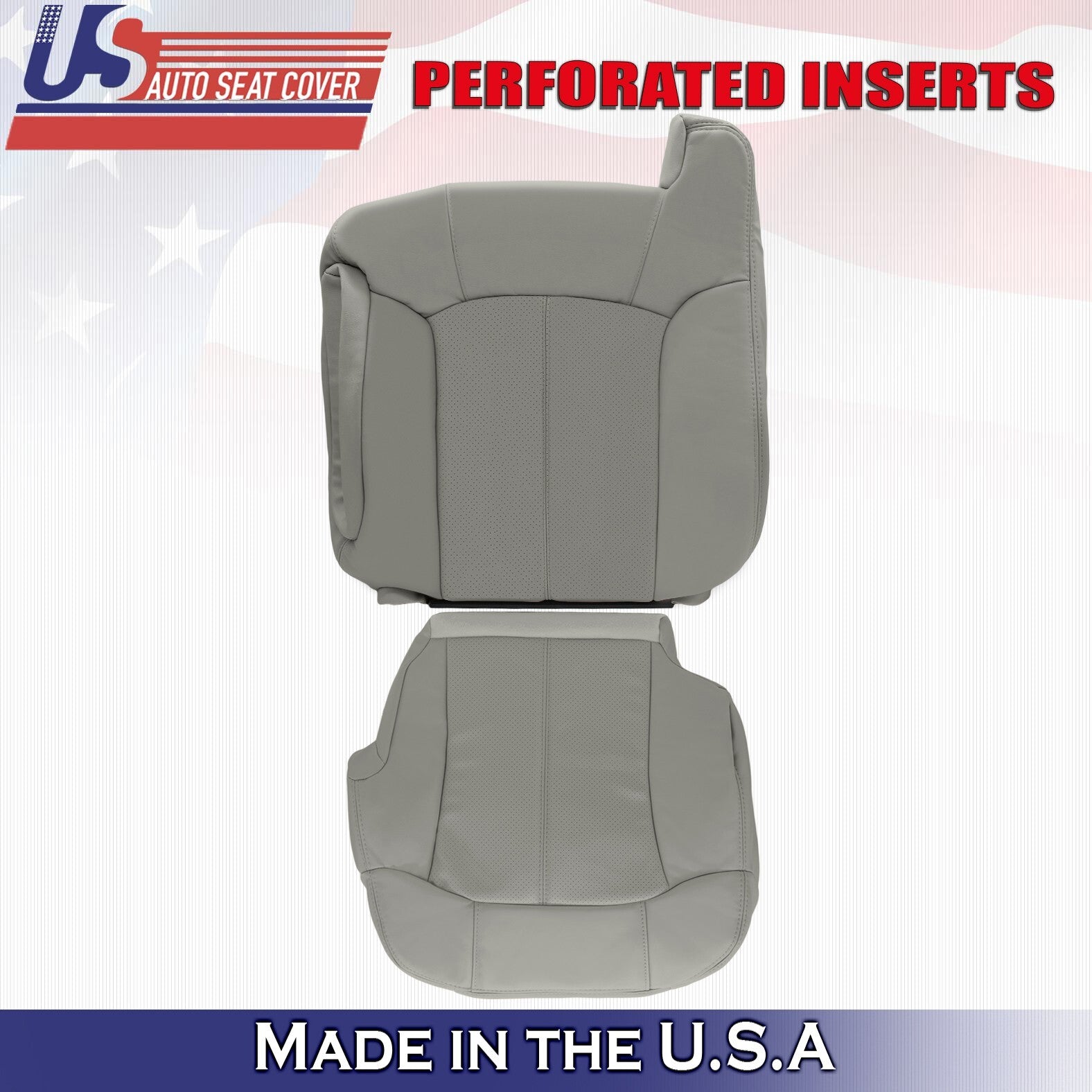 Driver Top &Bottom Leather Seat Cover Gray Fits Cadillac Escalade 1999-2002