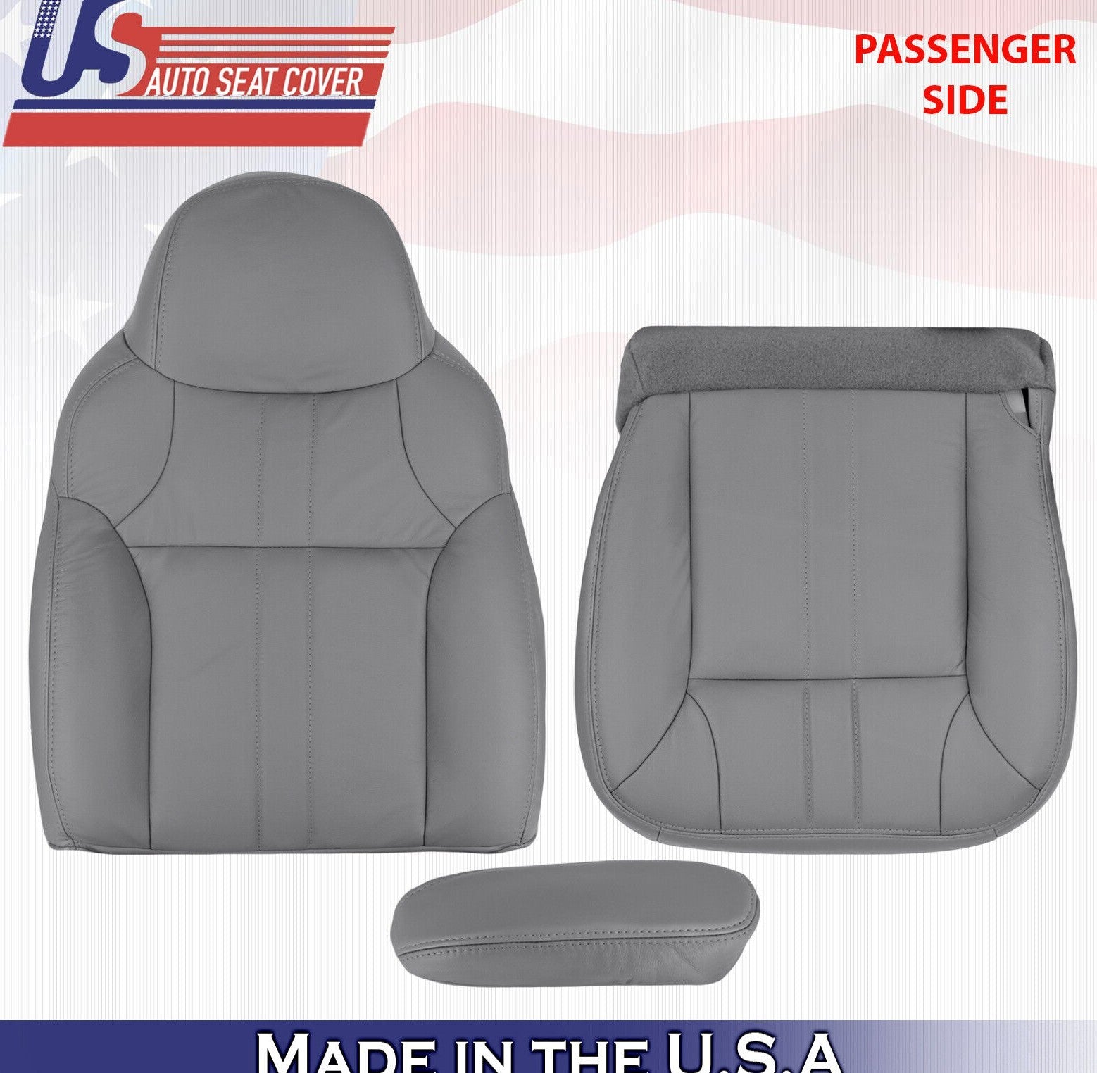 2000 For Ford Excursion XLT Passenger Top Bottom Armrest Leather Seat Cover Gray