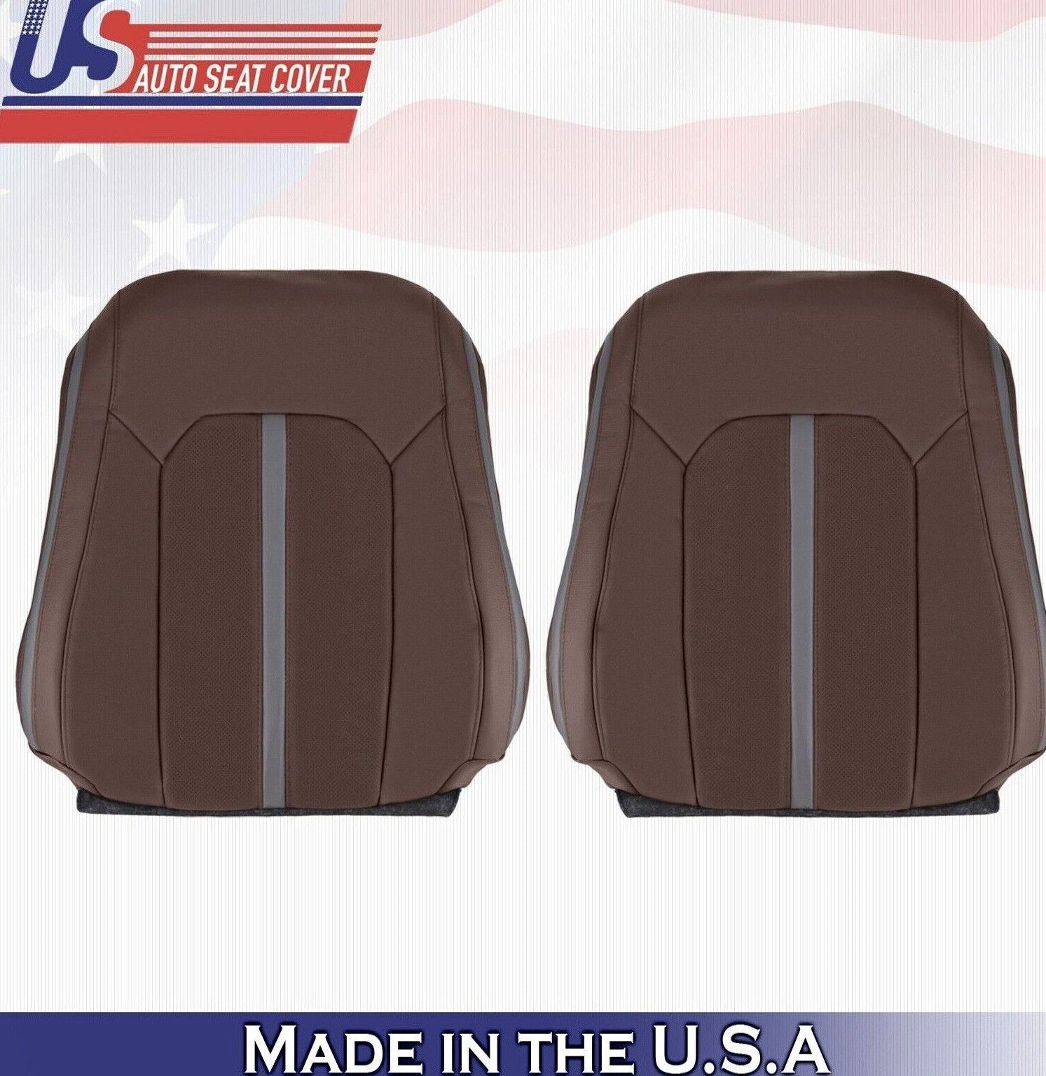 2020 For Ford F150 Platinum Driver & Passenger 2x Top Leather Seat Covers Brown
