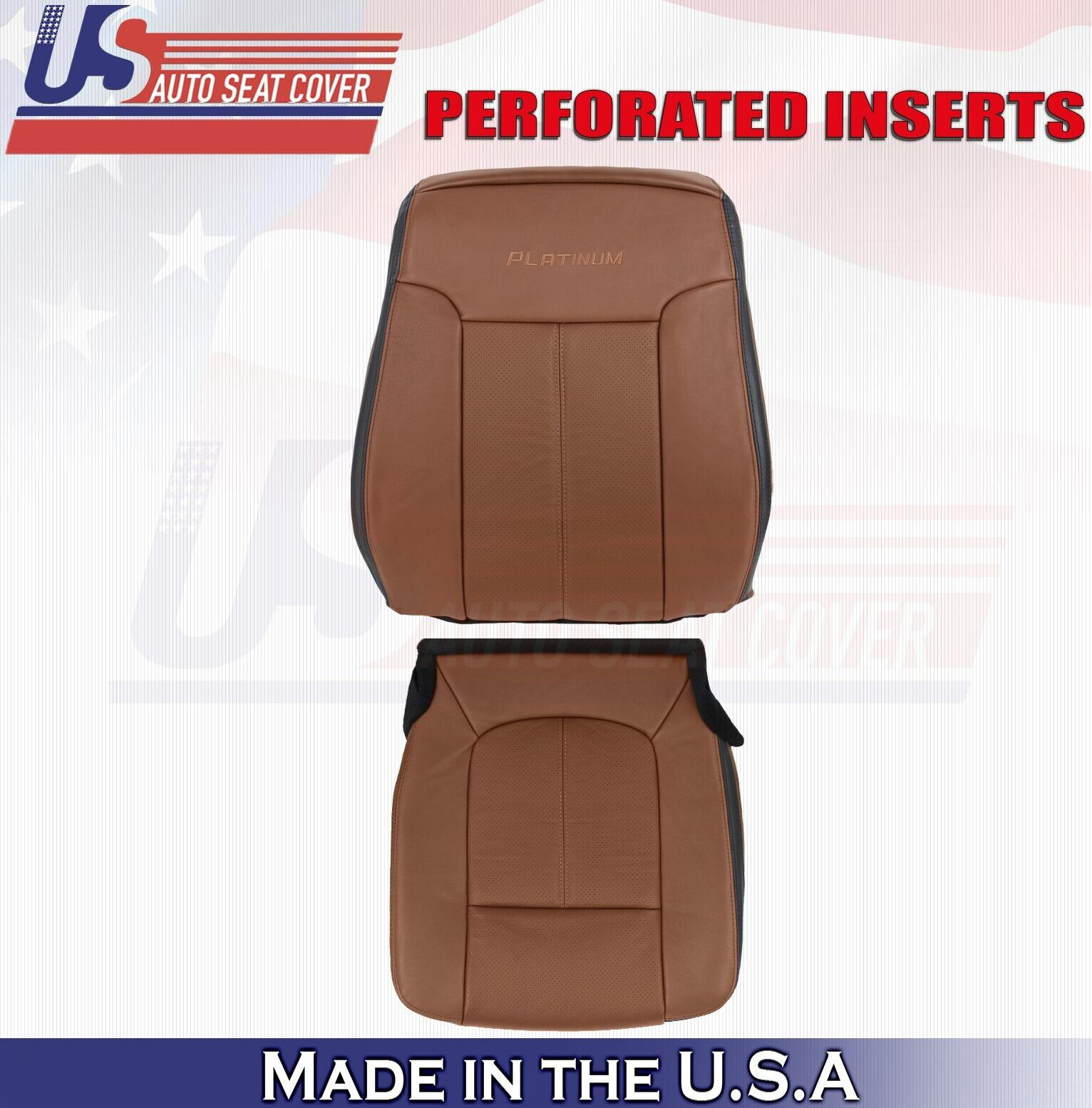 2013 to 2016 For Ford F350 Platinum Driver Top & Bottom Leather Covers Brown