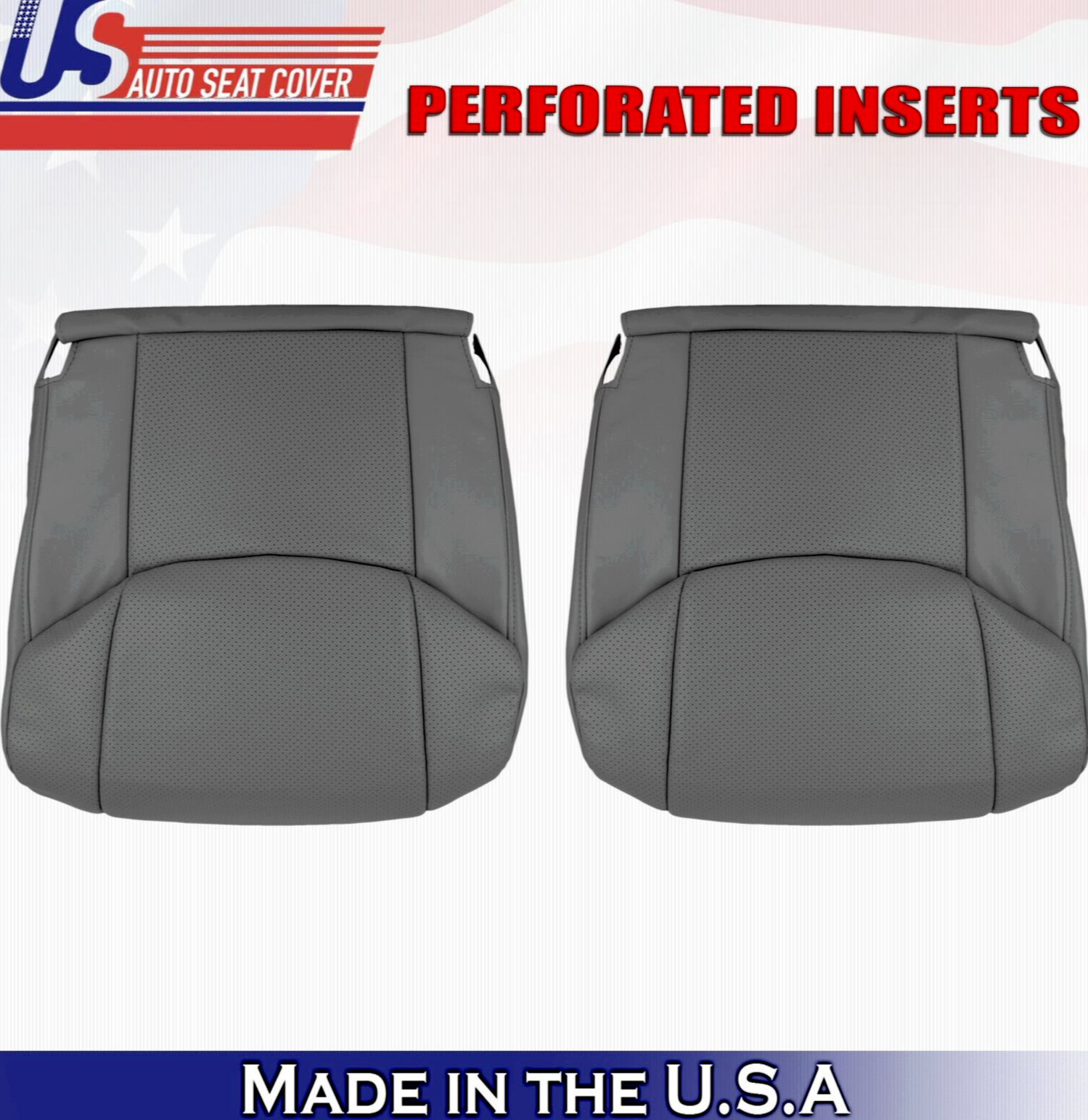 2012 For Toyota Avalon Driver & Passenger 2x Bottom Perf Leather Covers Graphite